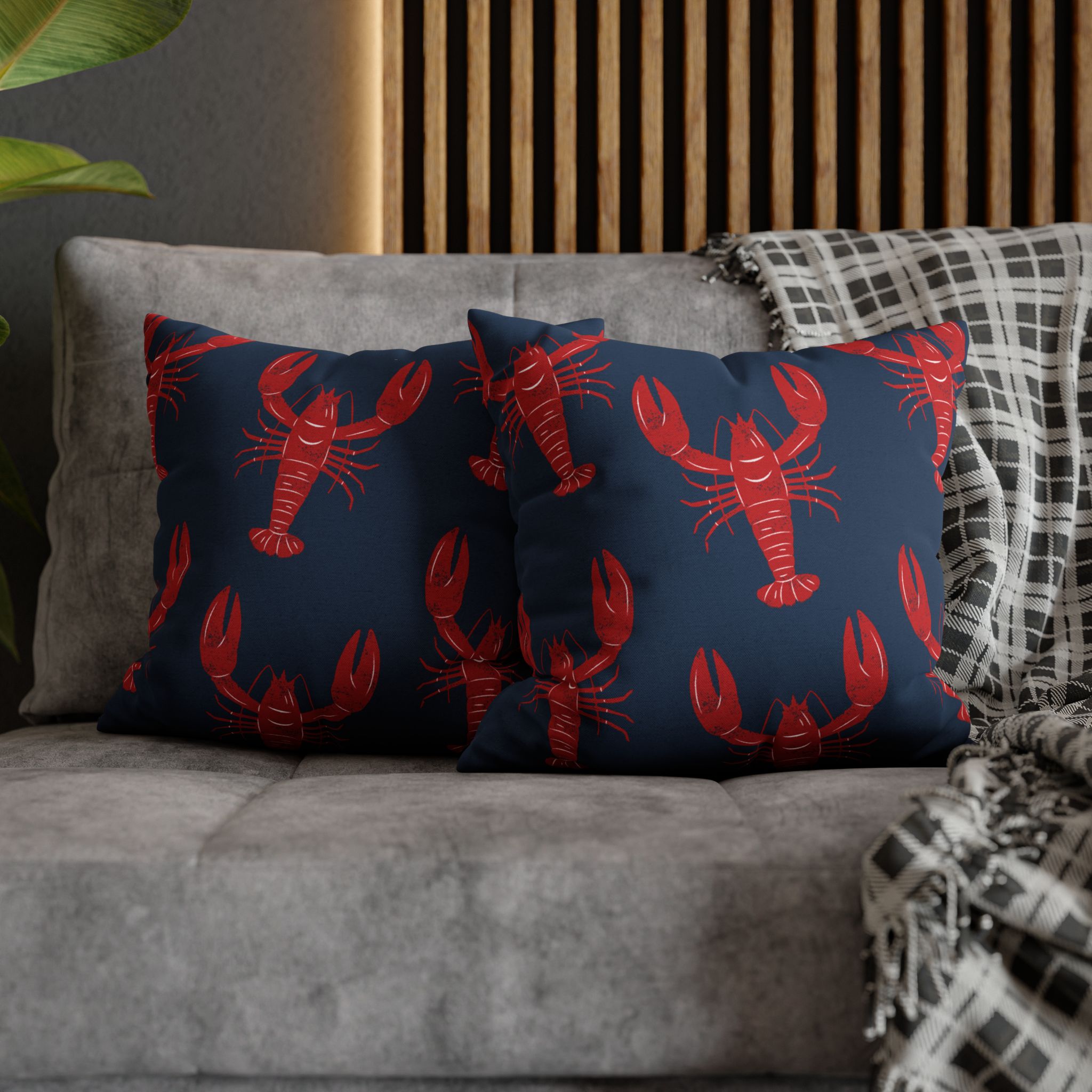 Red &amp; Blue Lobster Coastal Cottage Pillows, 4 sizes product thumbnail image