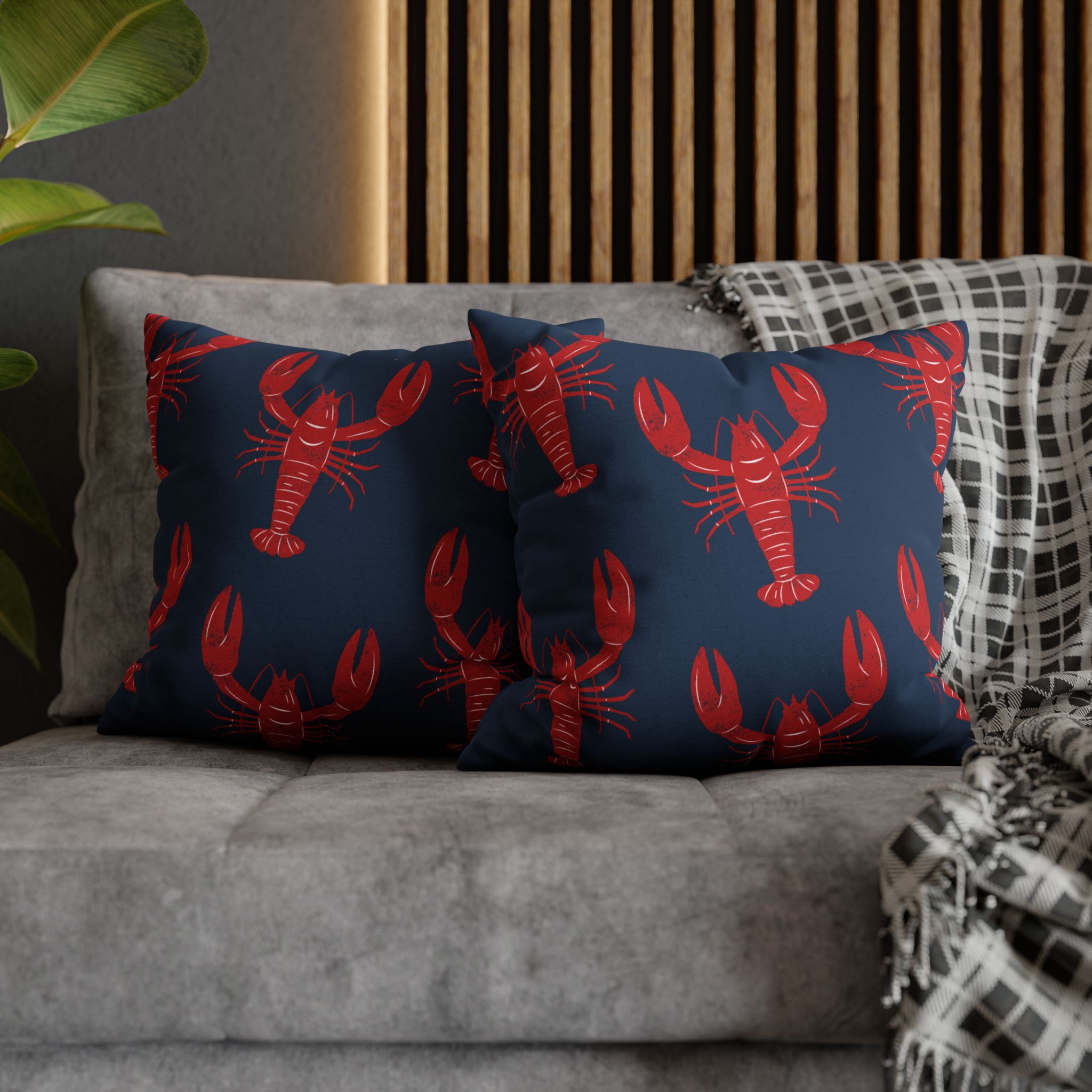 Red &amp; Blue Lobster Coastal Cottage Pillows, 4 sizes product thumbnail image