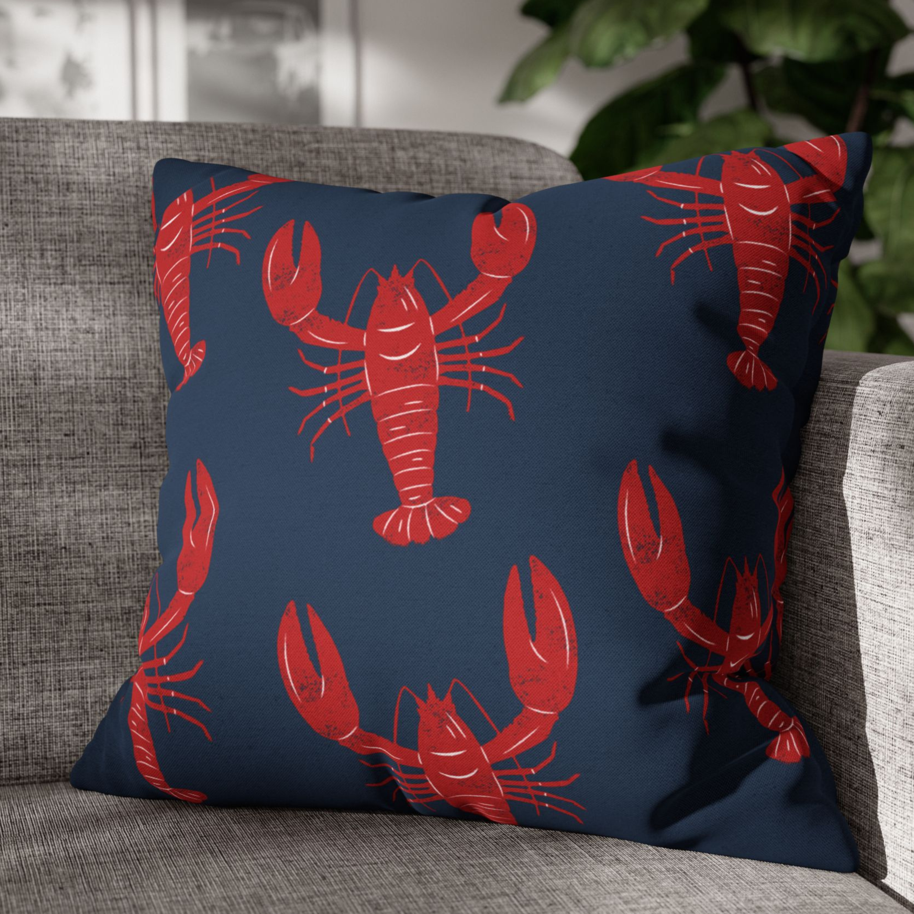 Red &amp; Blue Lobster Coastal Cottage Pillows, 4 sizes product thumbnail image