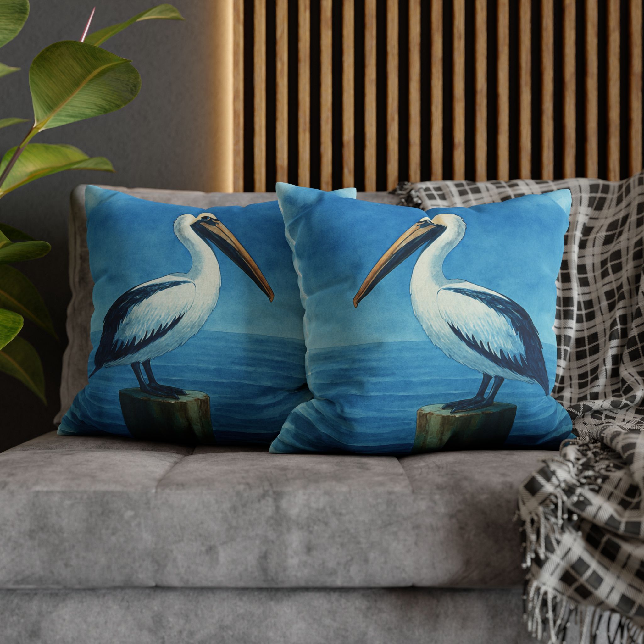 Coastal Watercolor Pelican Accent Pillows, 4 sizes product thumbnail image Coastal Watercolor Pelican Accent Pillows, 4 sizes product thumbnail image