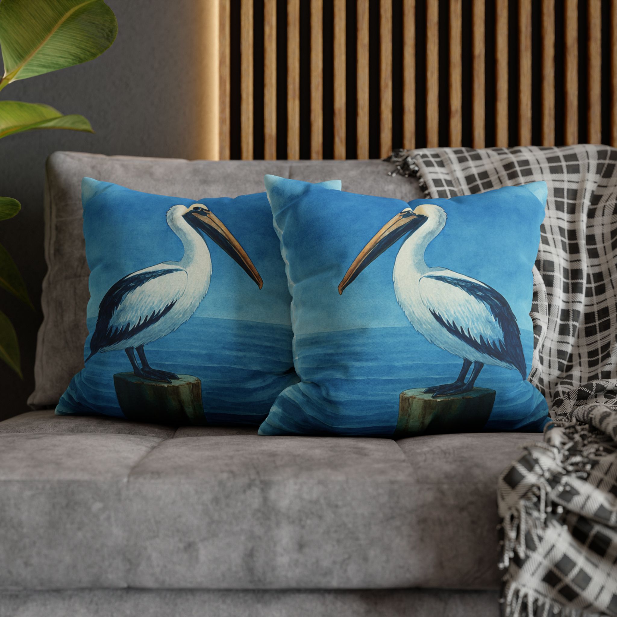 Coastal Watercolor Pelican Accent Pillows, 4 sizes product thumbnail image
