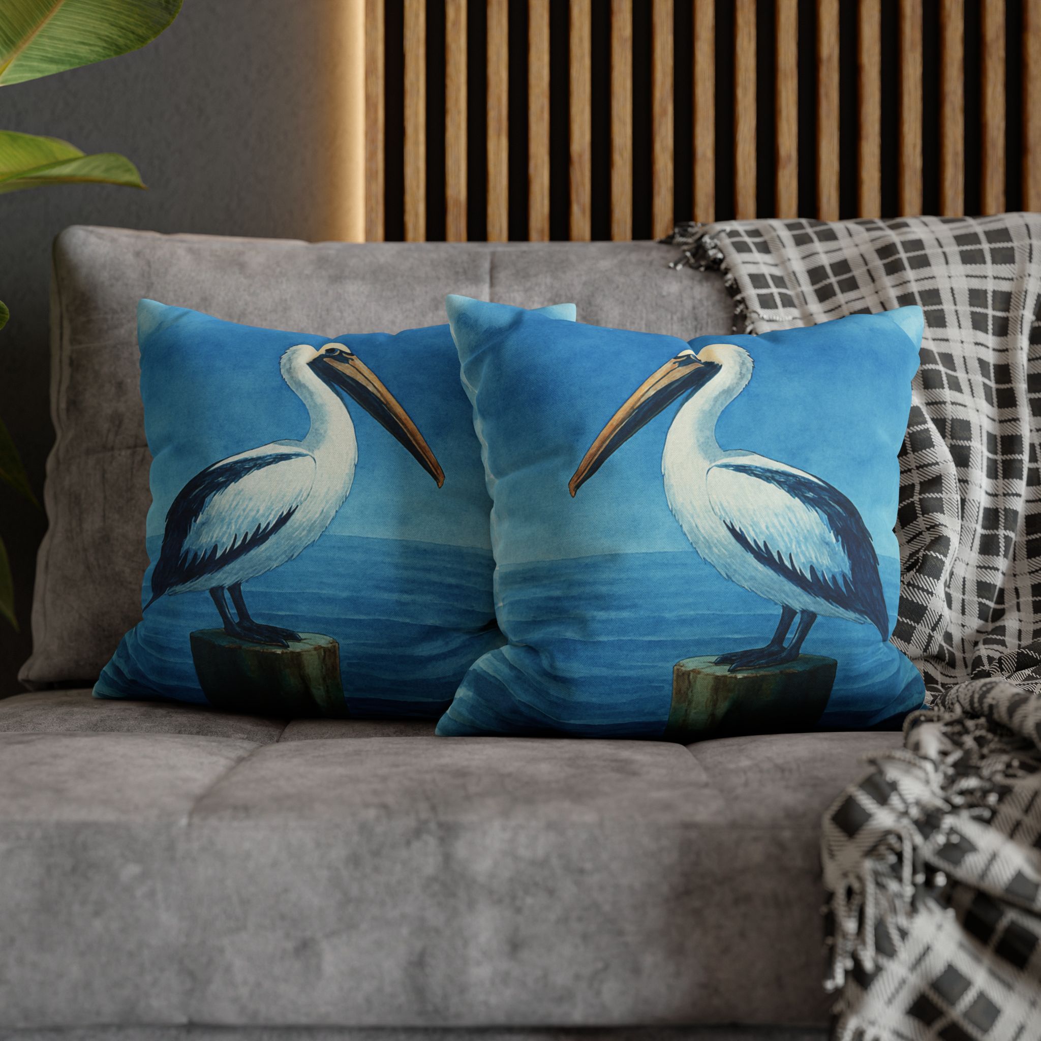 Coastal Watercolor Pelican Accent Pillows, 4 sizes product thumbnail image