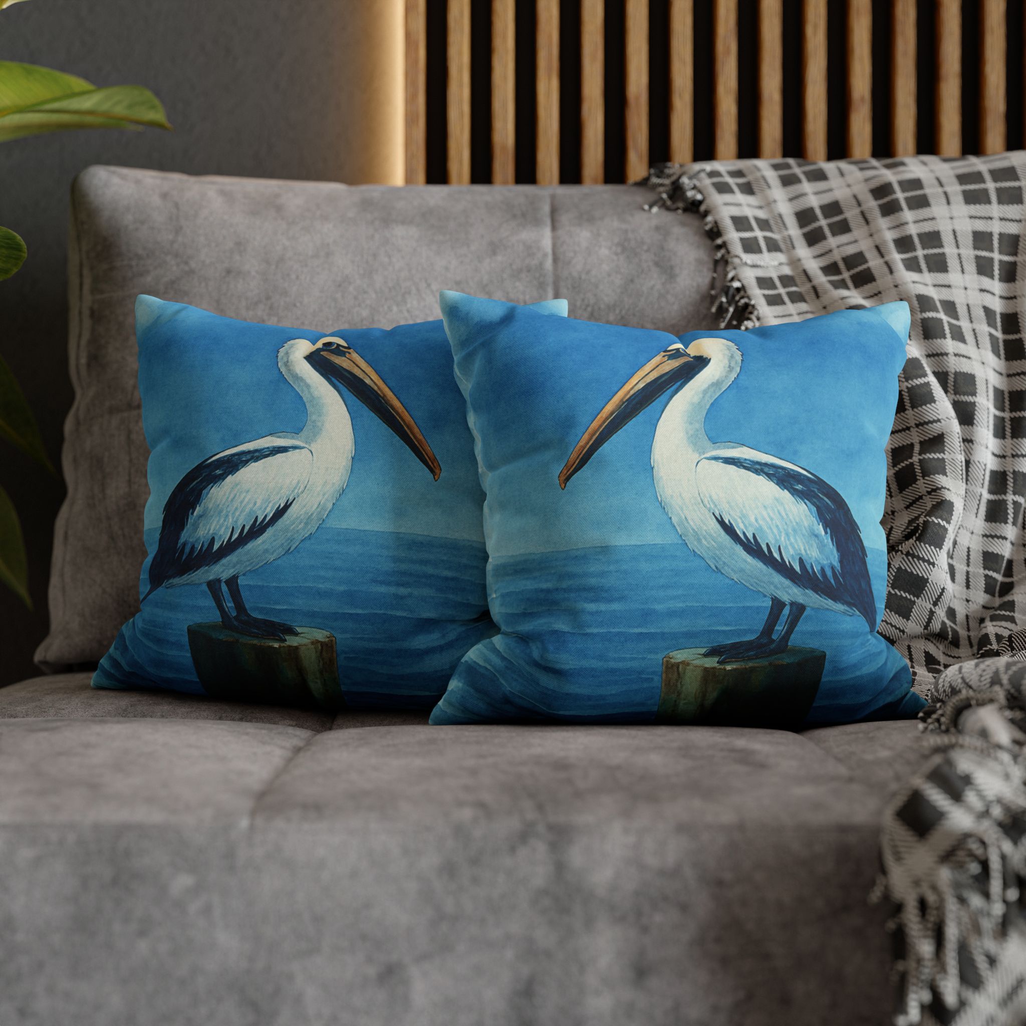 Coastal Watercolor Pelican Accent Pillows, 4 sizes product thumbnail image Coastal Watercolor Pelican Accent Pillows, 4 sizes product thumbnail image