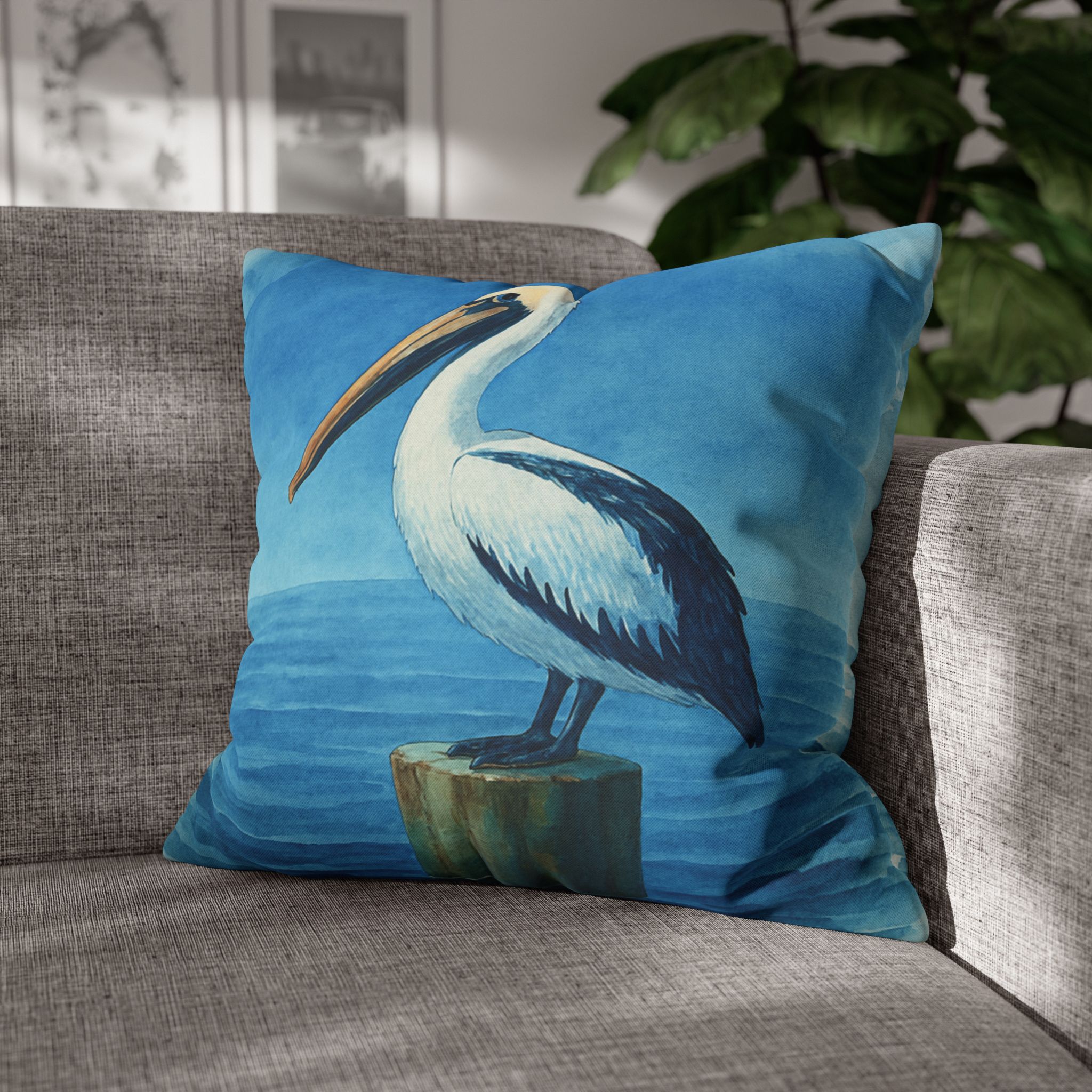 Coastal Watercolor Pelican Accent Pillows, 4 sizes product thumbnail image Coastal Watercolor Pelican Accent Pillows, 4 sizes product thumbnail image