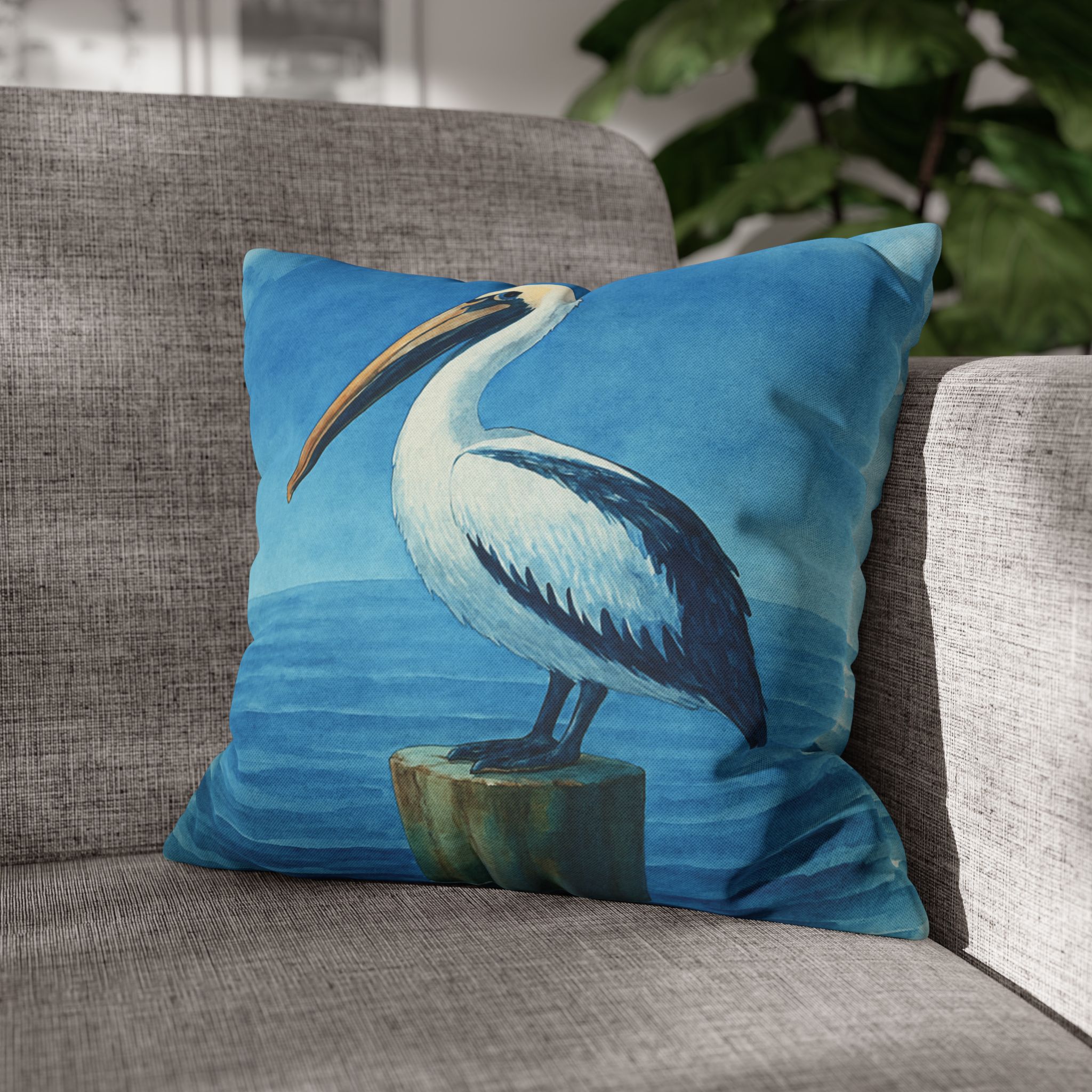Coastal Watercolor Pelican Accent Pillows, 4 sizes product thumbnail image