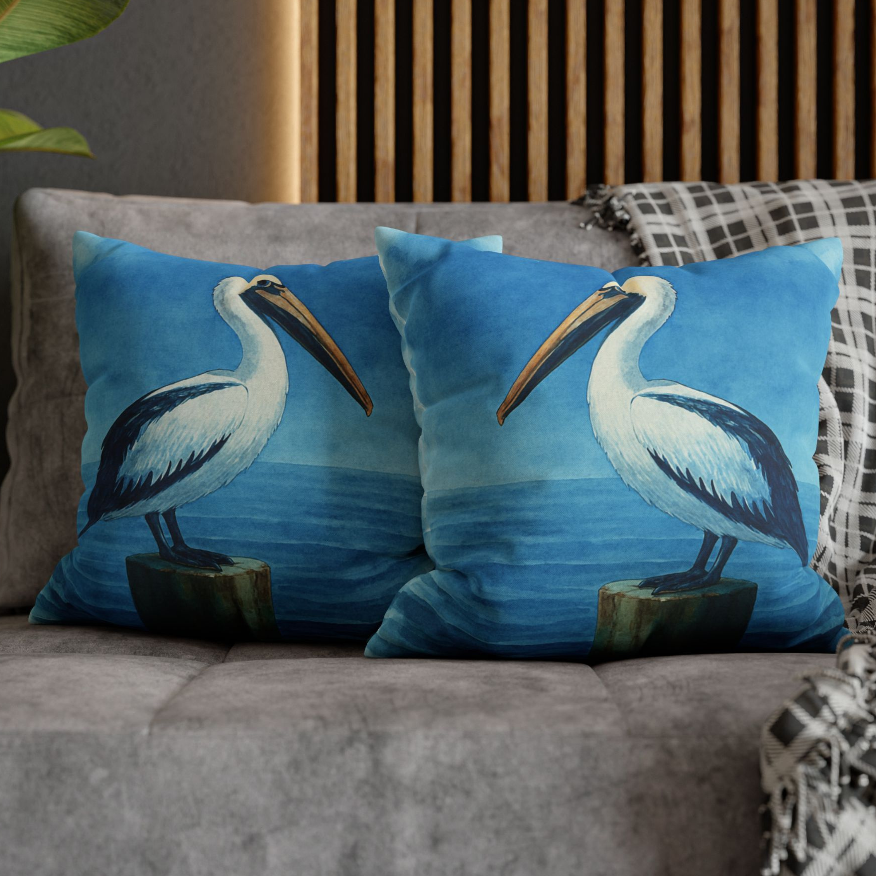 Coastal Watercolor Pelican Accent Pillows, 4 sizes product thumbnail image Coastal Watercolor Pelican Accent Pillows, 4 sizes product thumbnail image