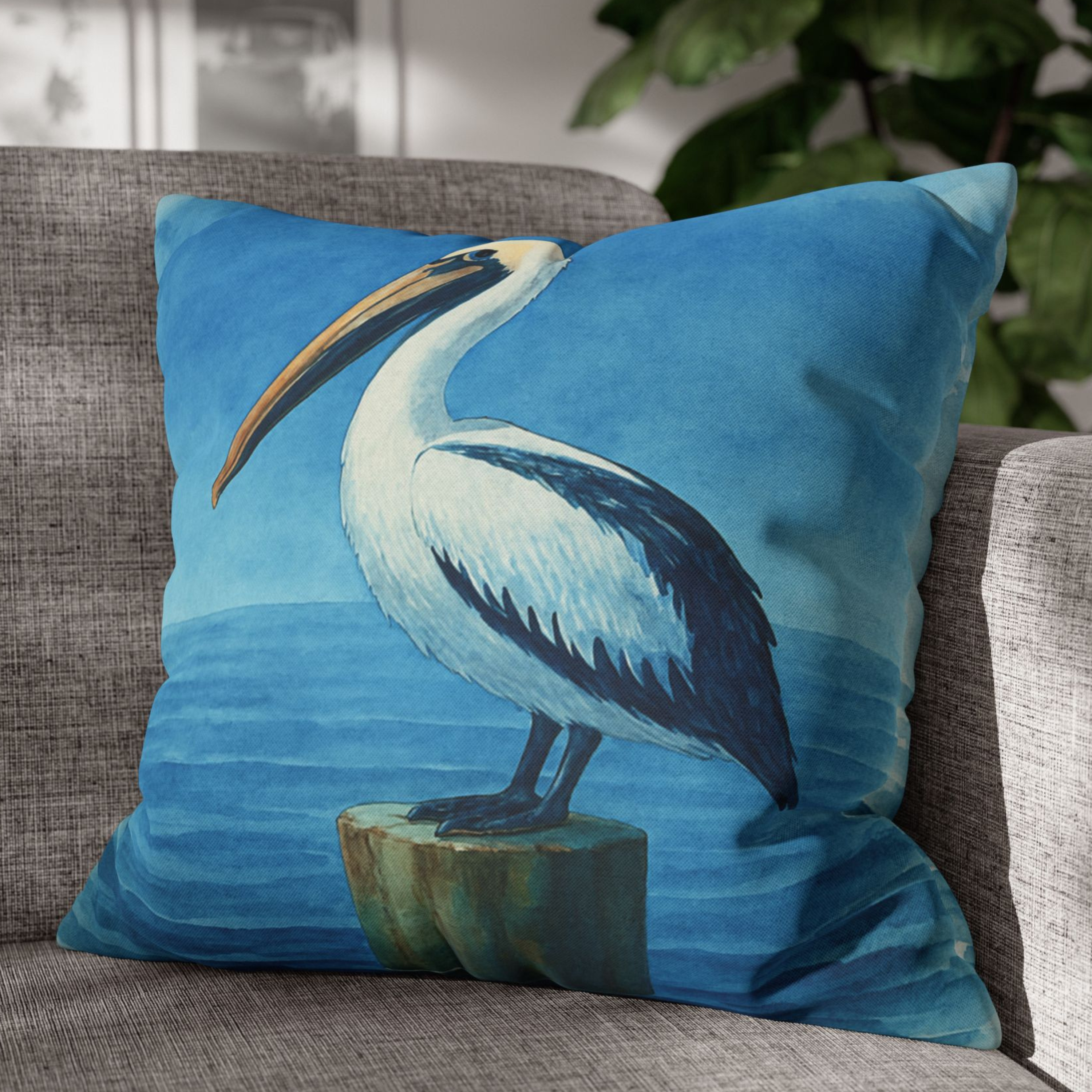 Coastal Watercolor Pelican Accent Pillows, 4 sizes product thumbnail image