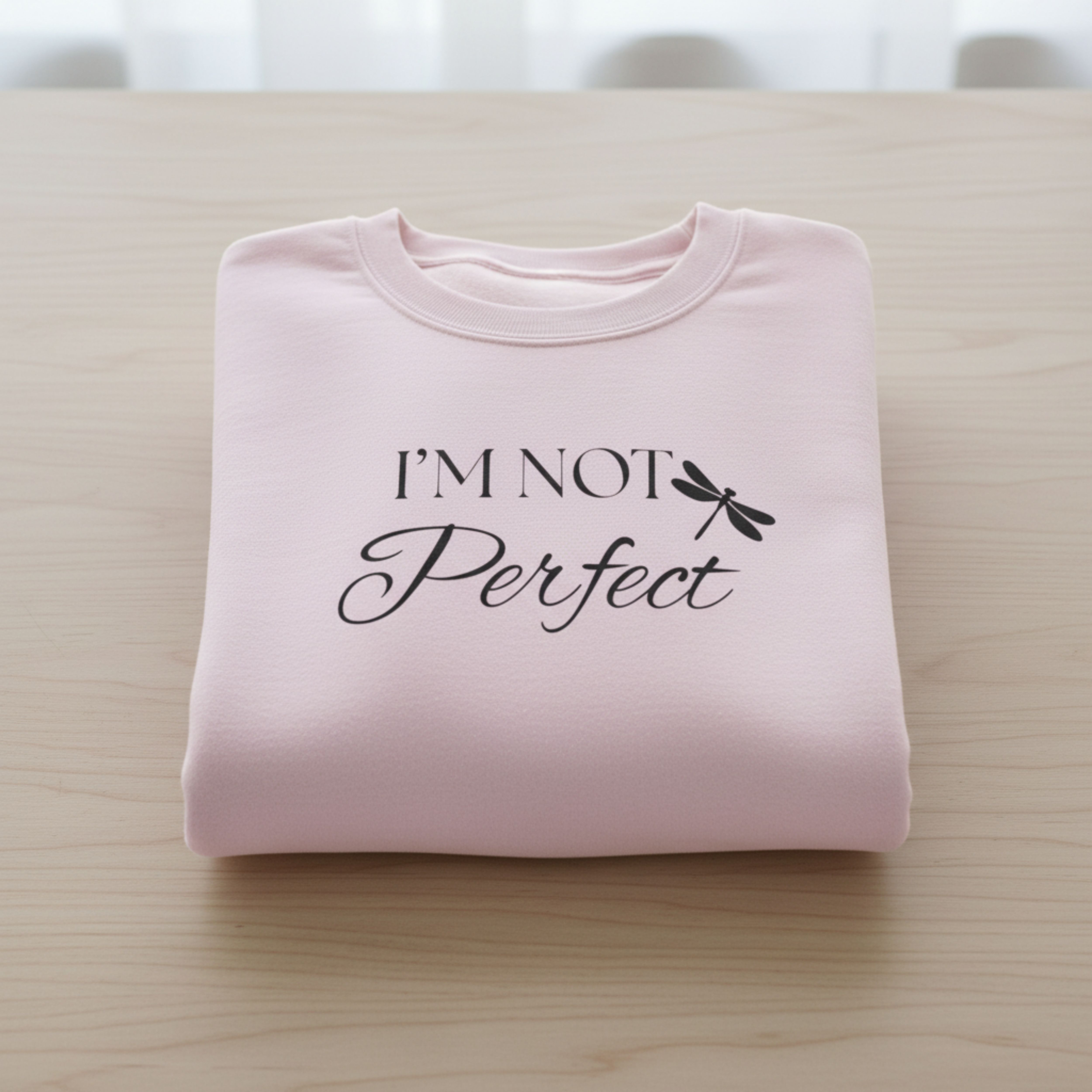 I'm Not Perfect Dragonfly Crewneck Sweatshirt — Casual Inspirational Pullover product thumbnail image I'm Not Perfect Dragonfly Crewneck Sweatshirt — Casual Inspirational Pullover product thumbnail image