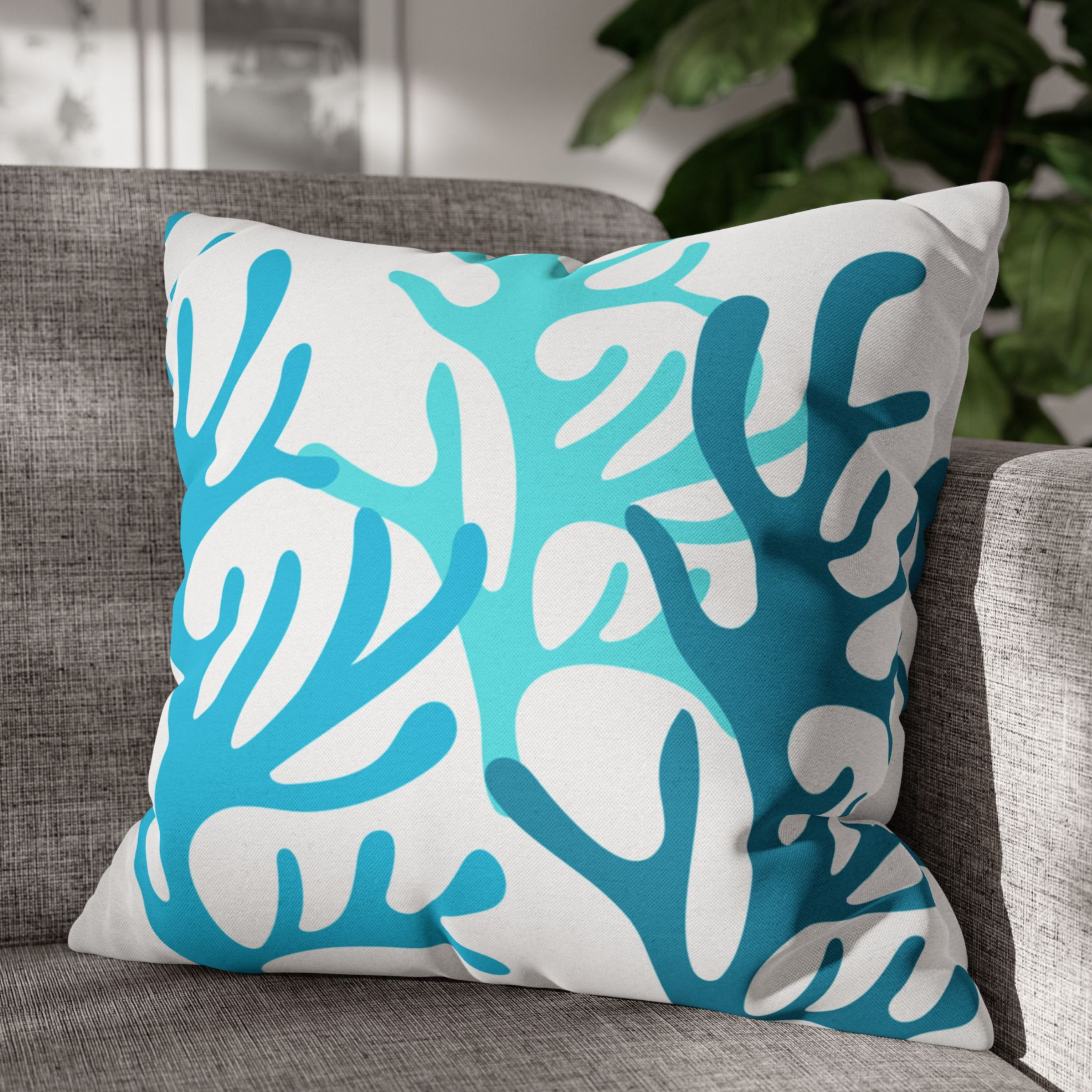 Multi-Colored Turquoise Coral Beach Accent Pillows, 4 sizes