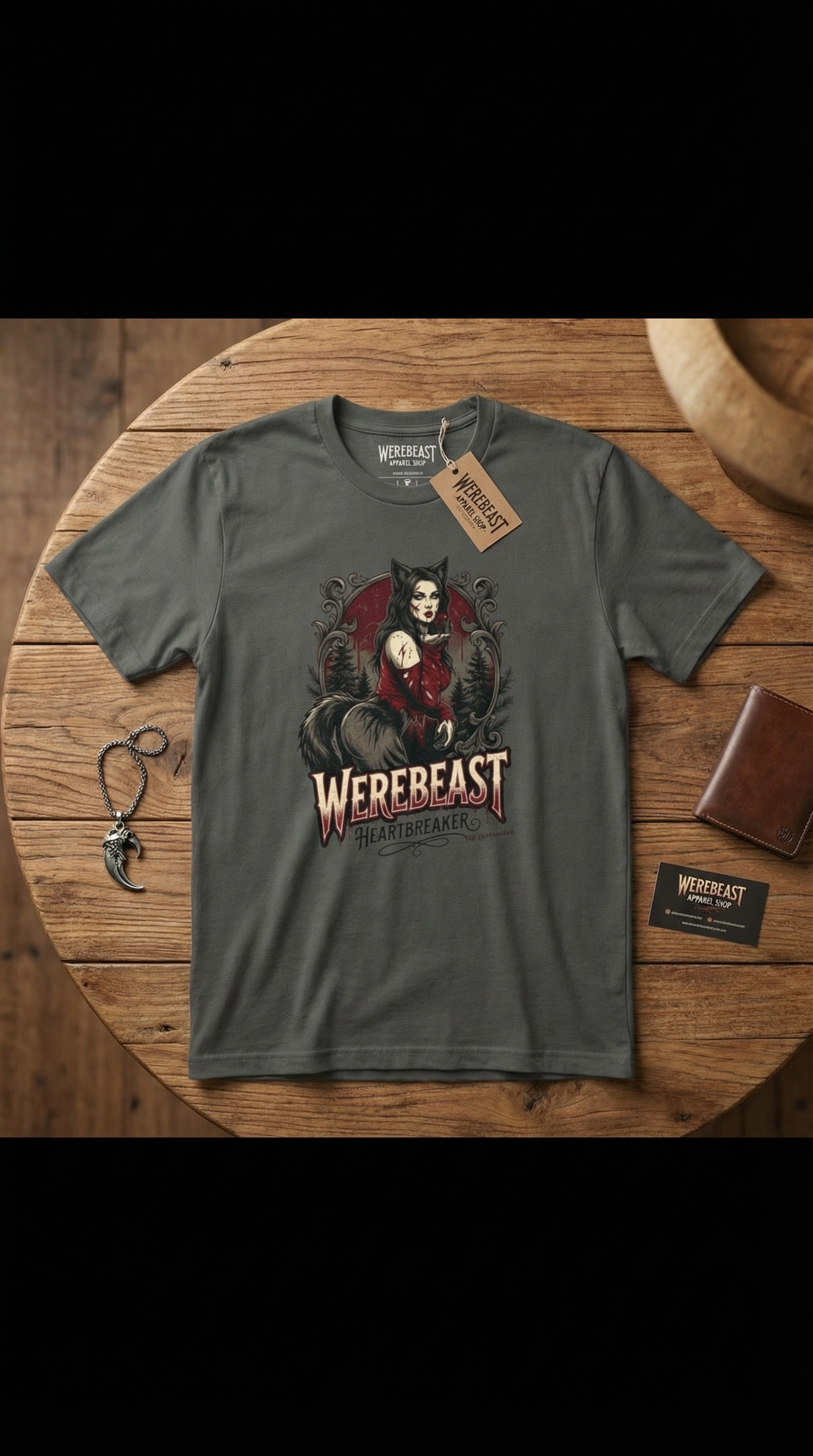 WereBeast: Heartbreaker, Dark Gothic Werewolf Tee product thumbnail image WereBeast: Heartbreaker, Dark Gothic Werewolf Tee product thumbnail image
