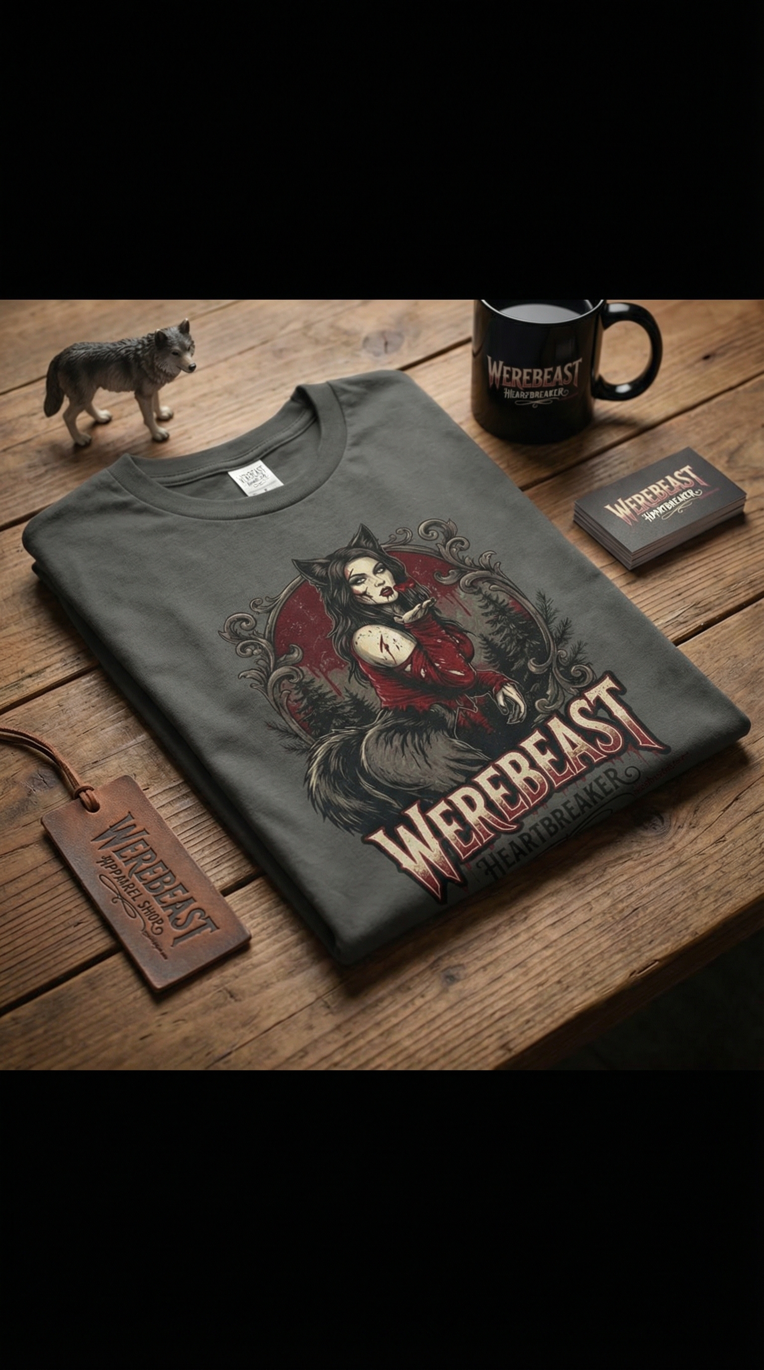 WereBeast: Heartbreaker, Dark Gothic Werewolf Tee product thumbnail image WereBeast: Heartbreaker, Dark Gothic Werewolf Tee product thumbnail image