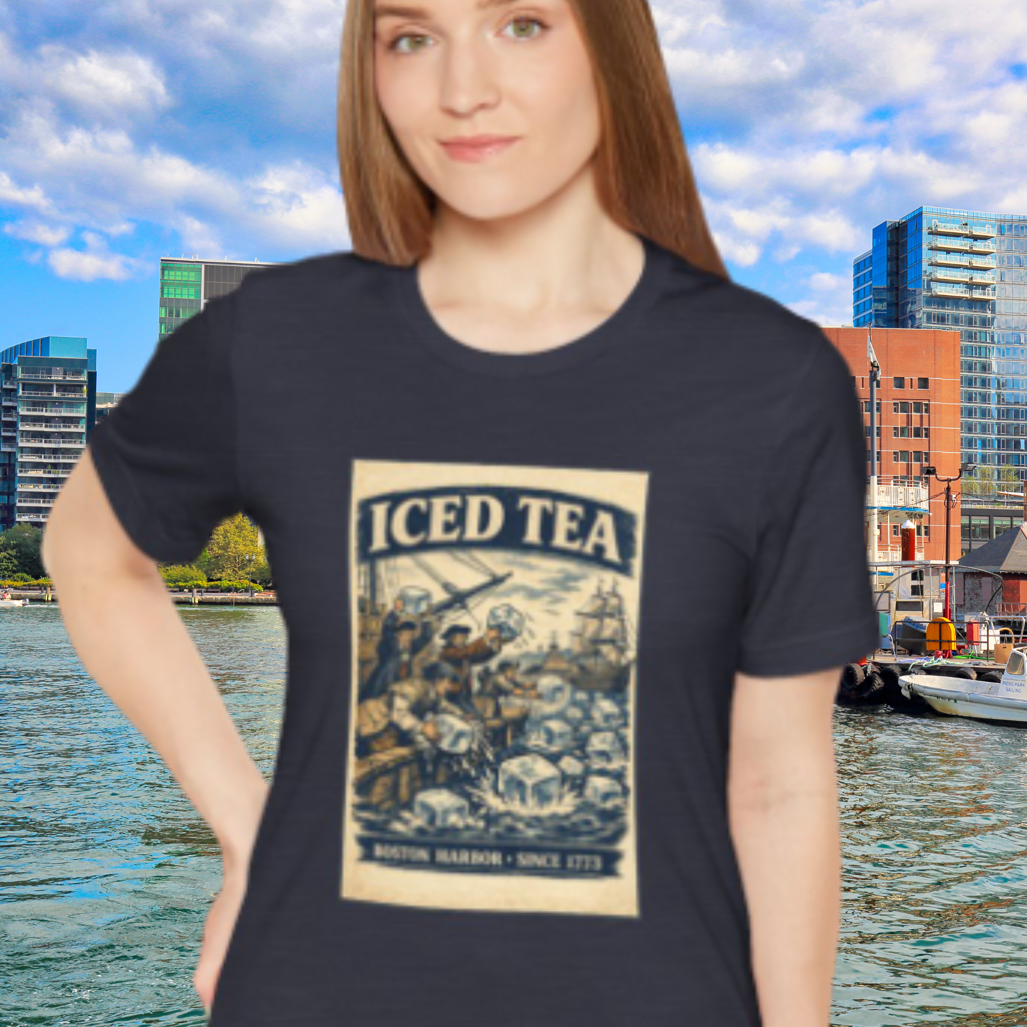 Iced Tea Vintage Boston Harbor Tee — Patriotic Colonial Graphic T-Shirt product thumbnail image