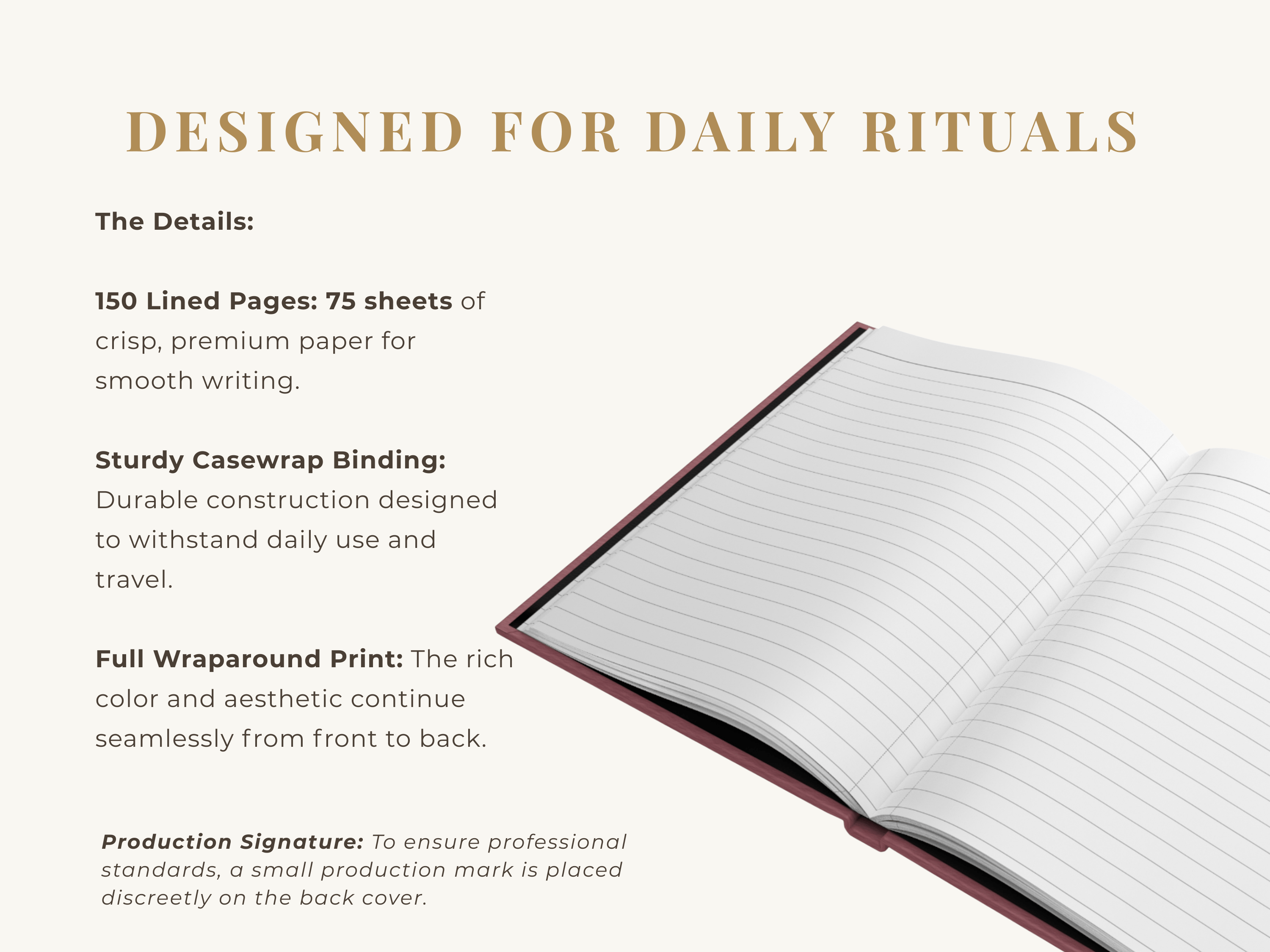 3D Visual Emboss Hardcover Journal, Lotus Flower Lined Notebook, Plum A5 Journal with Perforated Pages, Mindful Gift for Writers product thumbnail image