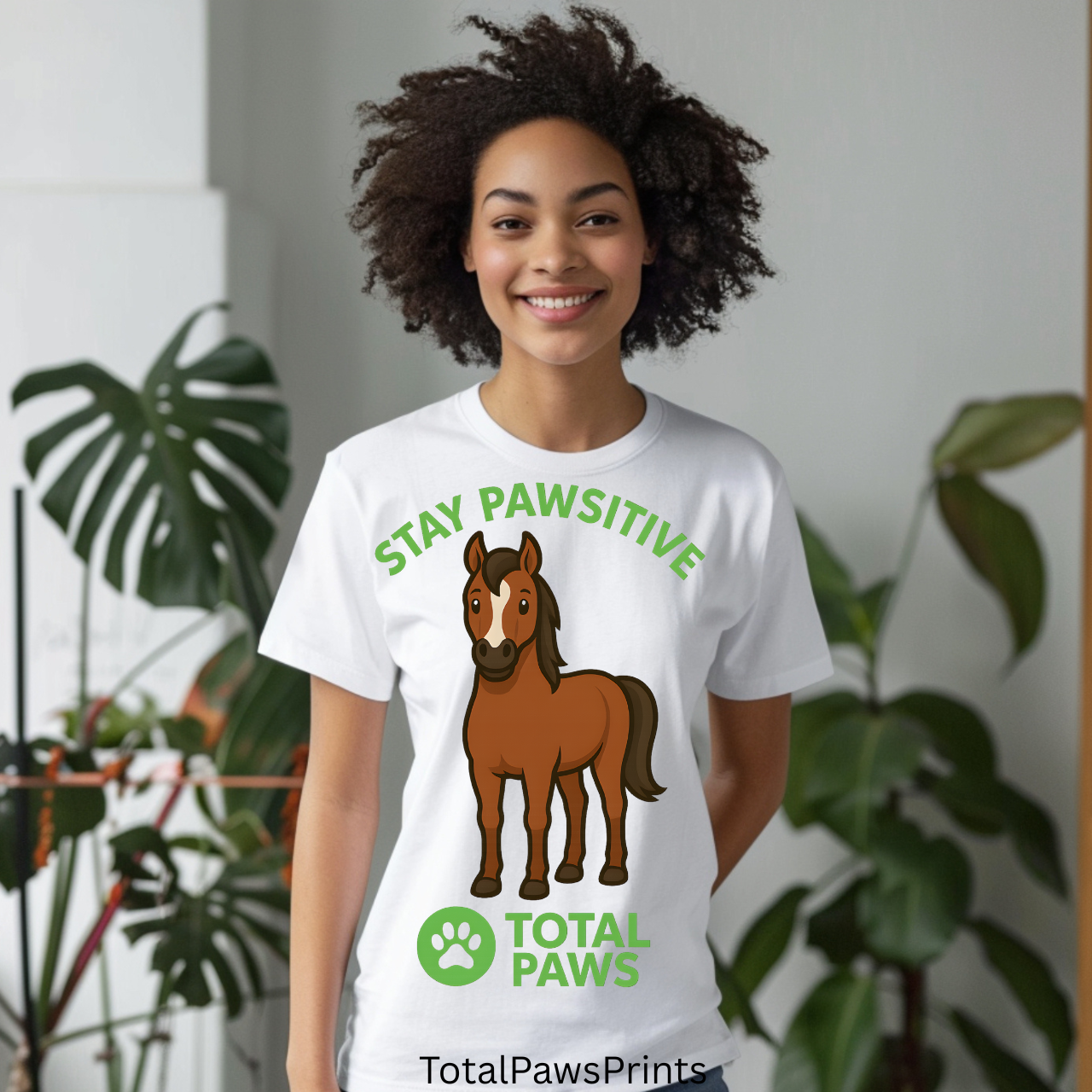 🐴 Stay Pawsitive – Thoroughbred Edition T-Shirt | Gildan 64000 Unisex Softstyle Tee product thumbnail image