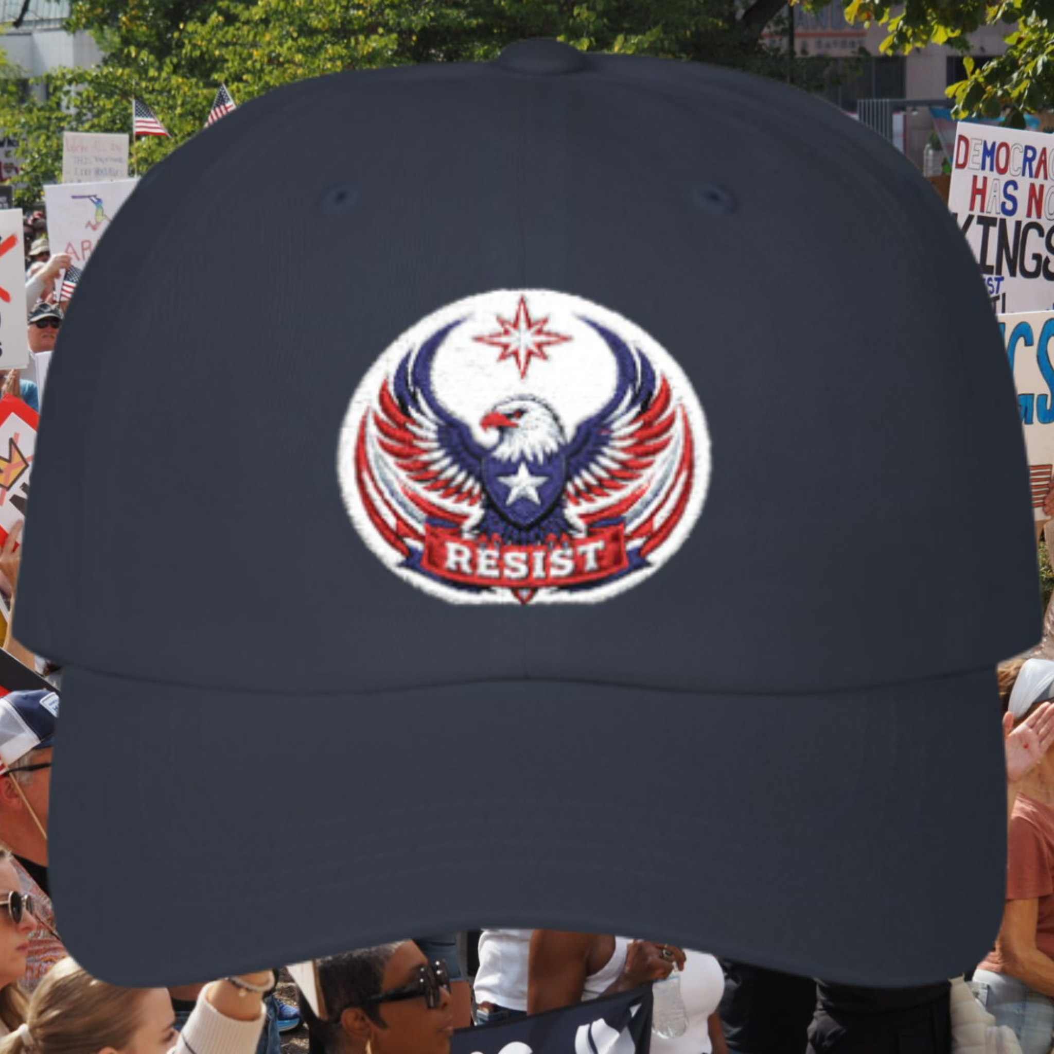 Dad Cap — Red White Blue Eagle "Resist" Embroidered Baseball Hat product thumbnail image