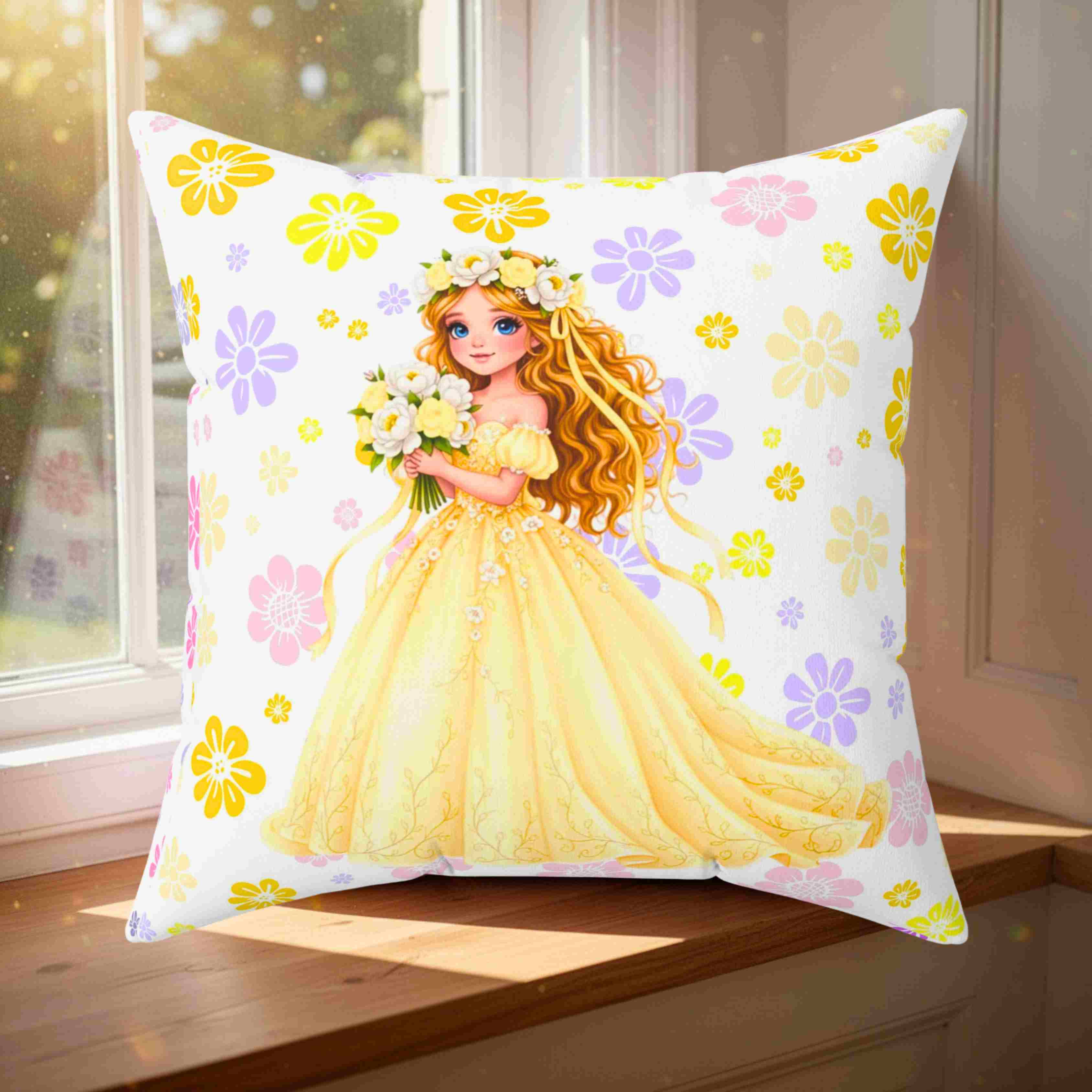 The Princess Collection Yellow Gown Throw Pillow— Yellow Gown Decorative Couch Cushion for Girls’ Room product thumbnail image The Princess Collection Yellow Gown Throw Pillow— Yellow Gown Decorative Couch Cushion for Girls’ Room product thumbnail image