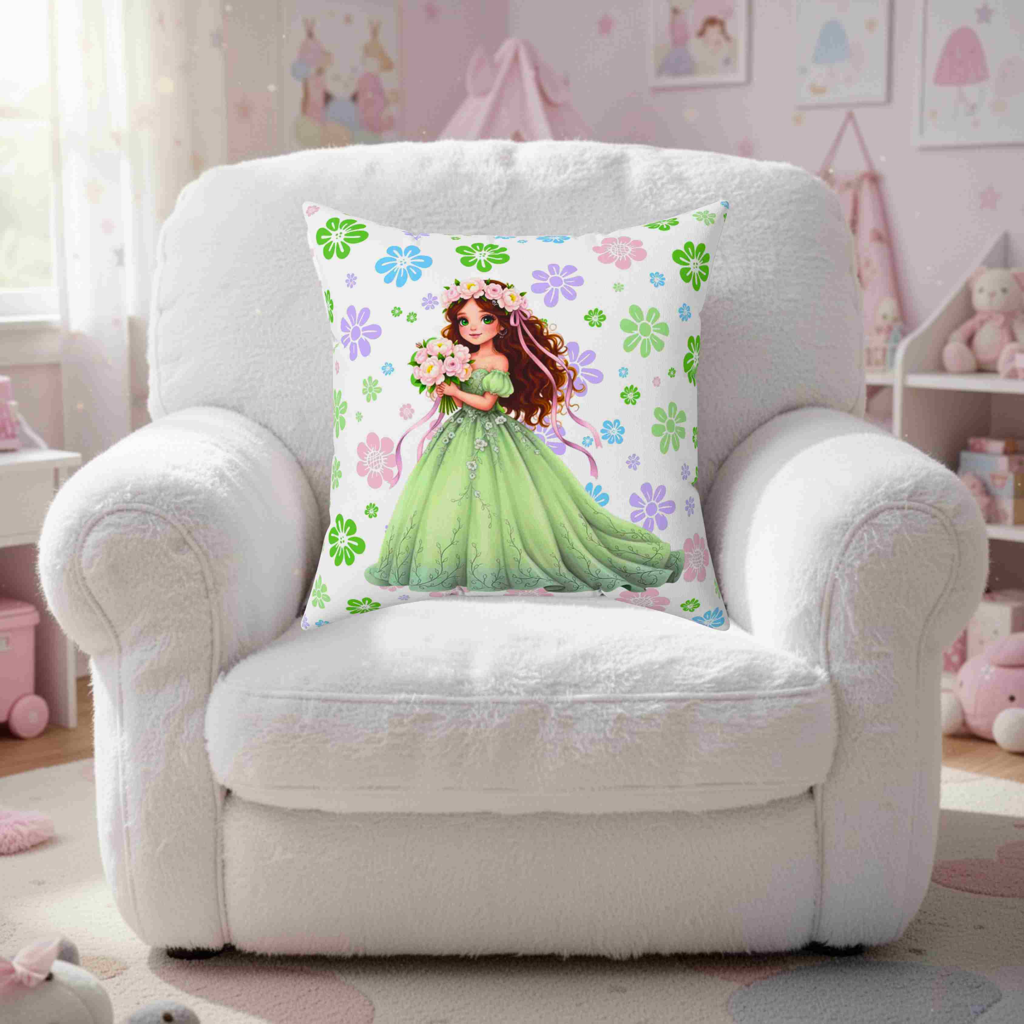 The Princess Collection Green Gown Throw Pillow | Spun Polyester Square Pillow, Couch Cushion product thumbnail image The Princess Collection Green Gown Throw Pillow | Spun Polyester Square Pillow, Couch Cushion product thumbnail image