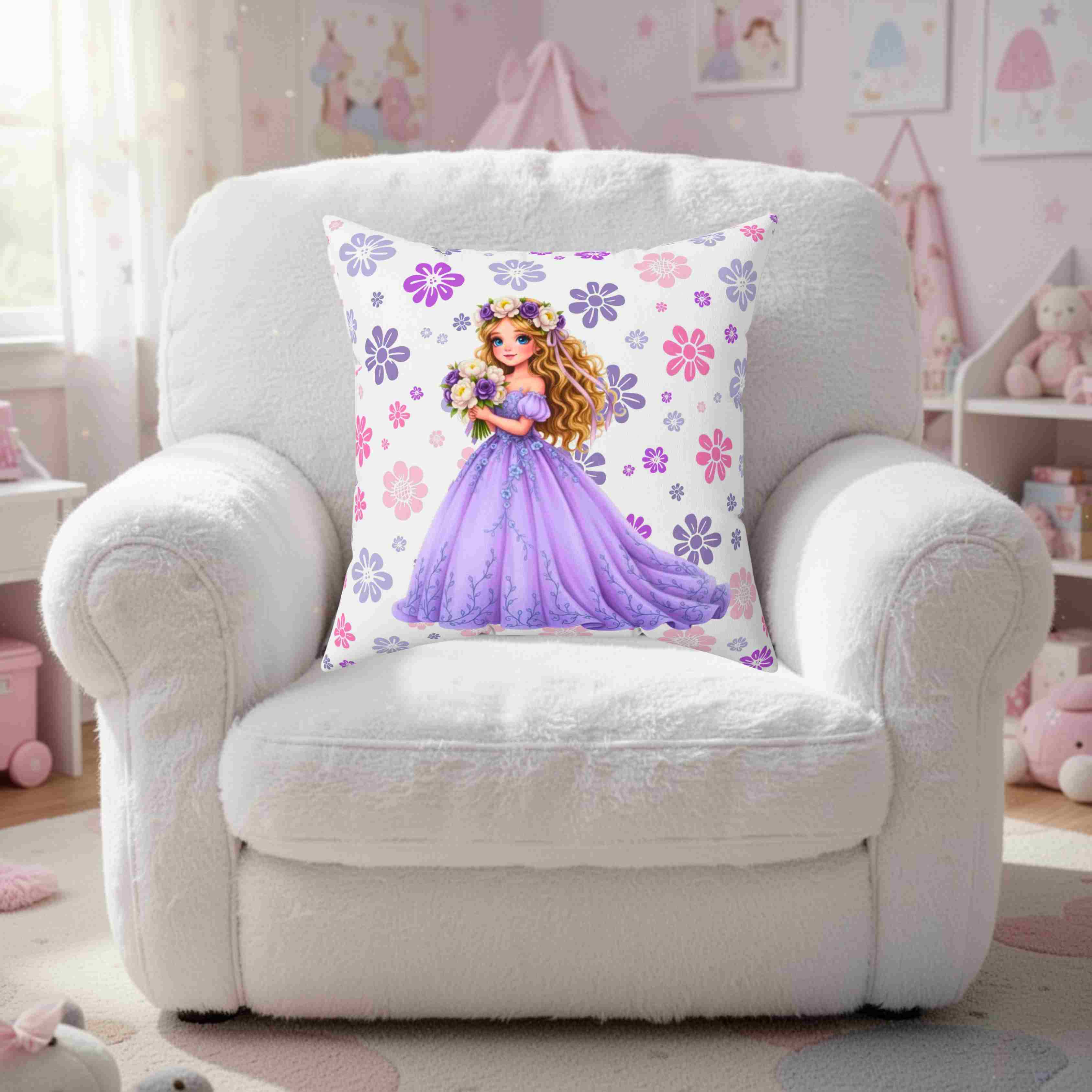 The Princess Collection Purple Gown Throw Pillow —  Decorative Throw Couch Cushion product thumbnail image