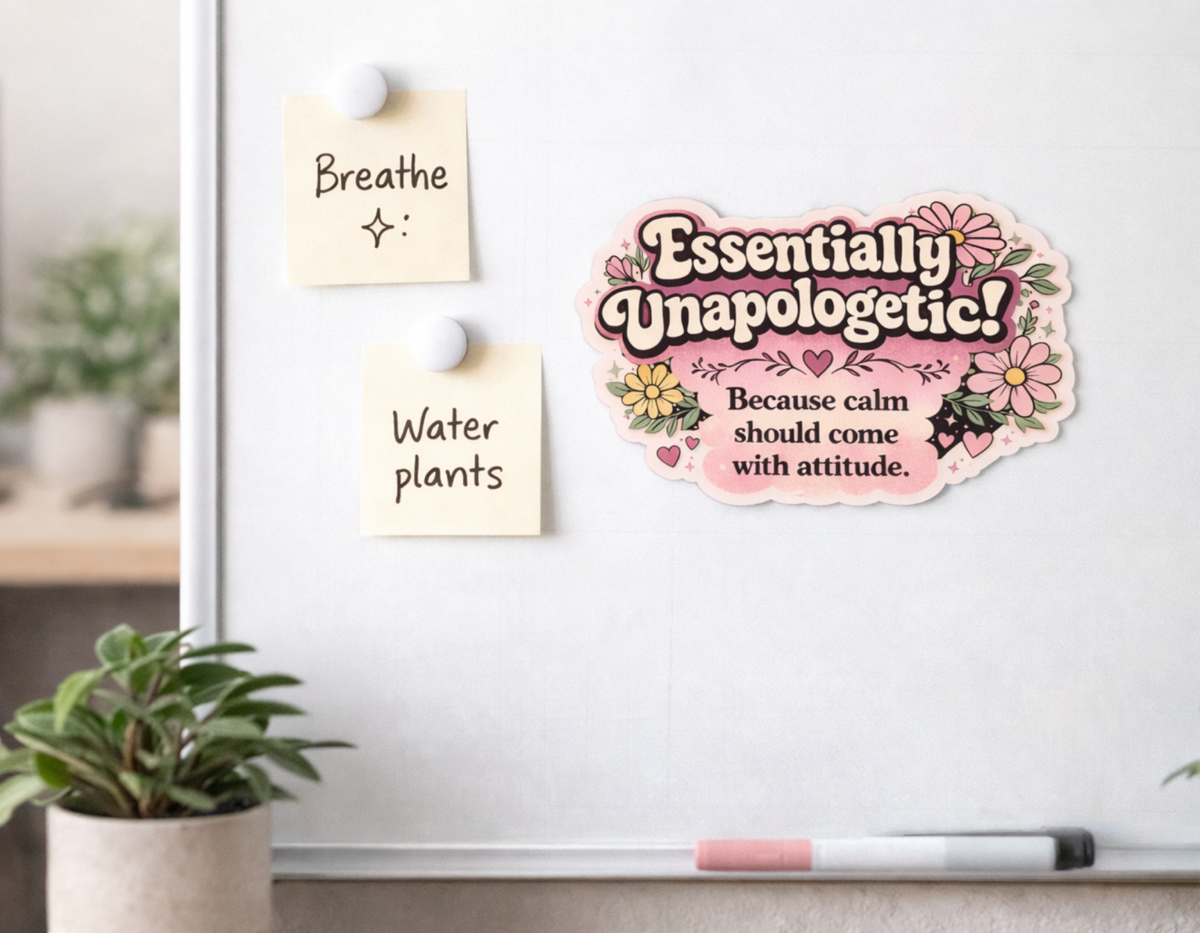 Essentially unapologetic Die-Cut Magnet — Floral Empowerment Quote Magnet product thumbnail image Essentially unapologetic Die-Cut Magnet — Floral Empowerment Quote Magnet product thumbnail image