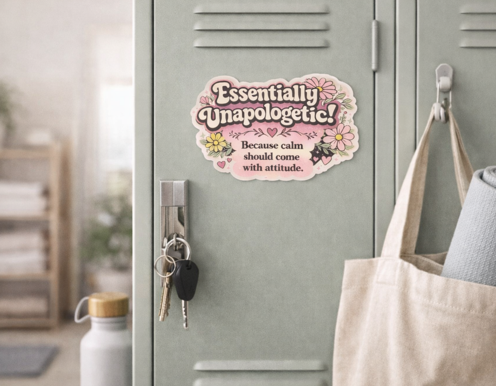 Essentially unapologetic Die-Cut Magnet — Floral Empowerment Quote Magnet product thumbnail image