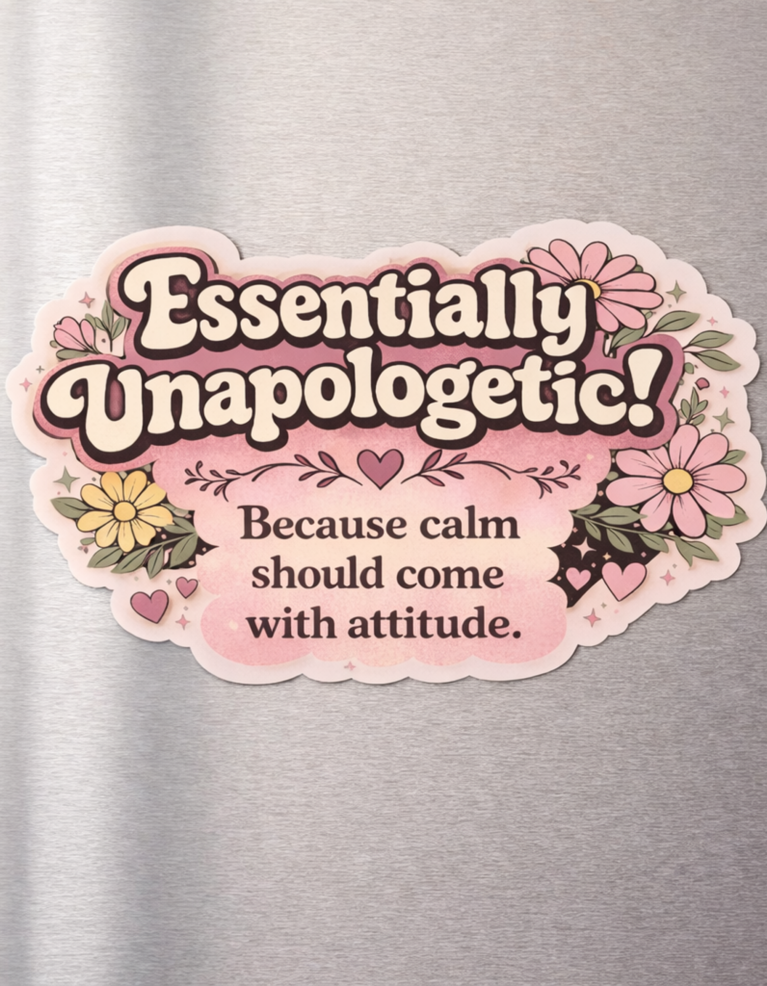 Essentially unapologetic Die-Cut Magnet — Floral Empowerment Quote Magnet product thumbnail image