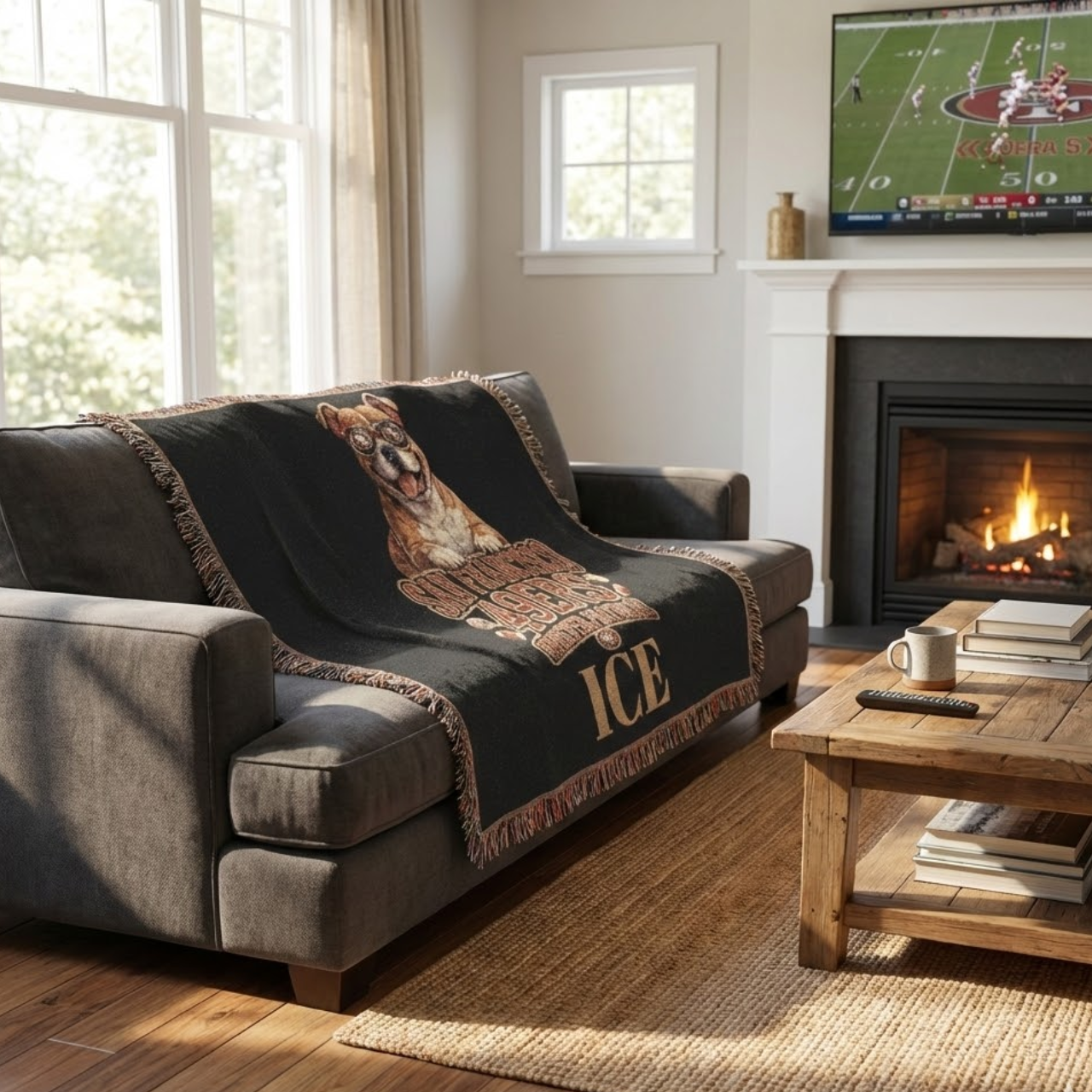 Personalized San Francisco 49ers Pitbull Woven Blanket – Custom Name "Forever Faithful" Football Fan Throw – 100% Cotton Tapestry