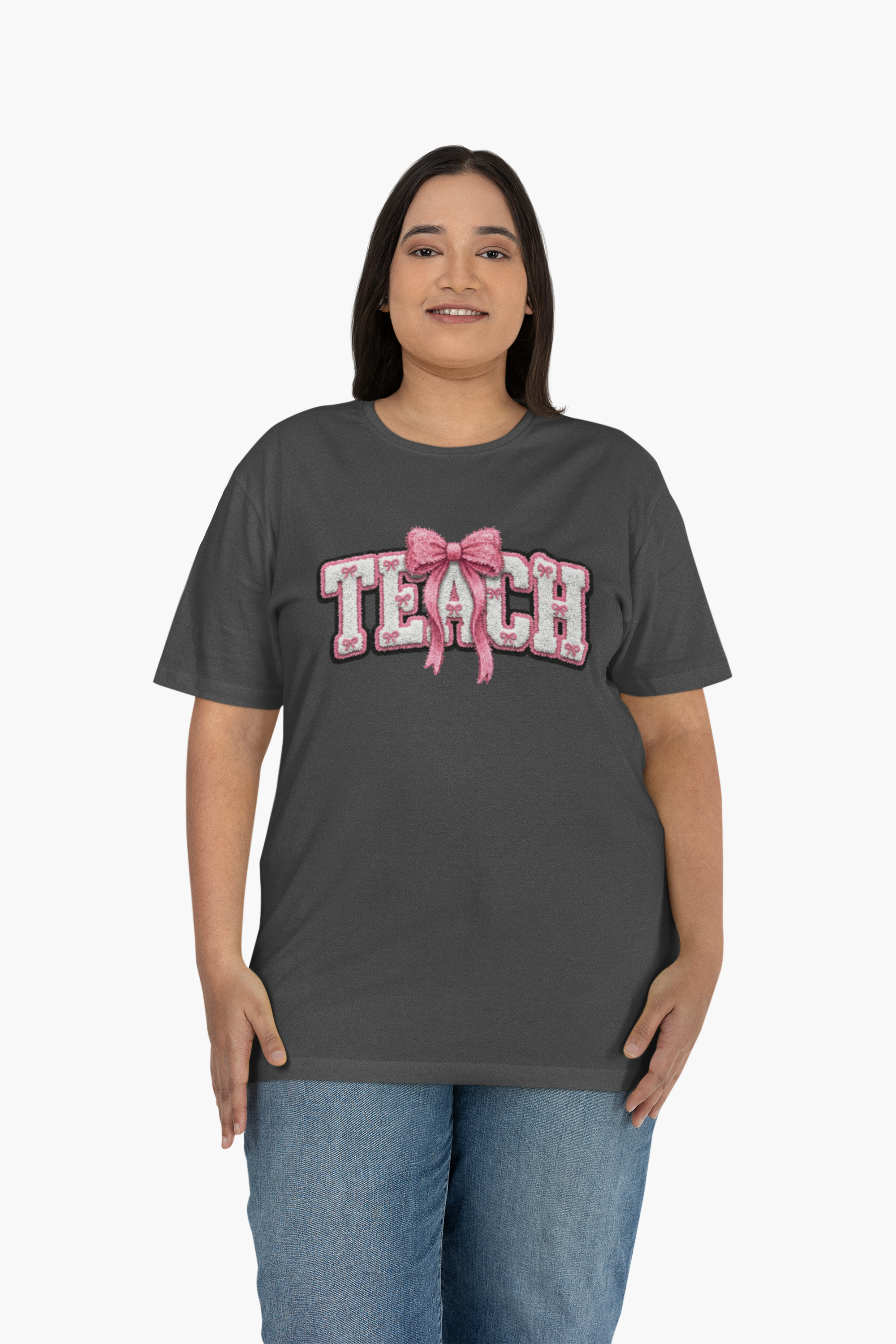 "Teach" with Pink Bow School Shirt product thumbnail image "Teach" with Pink Bow School Shirt product thumbnail image