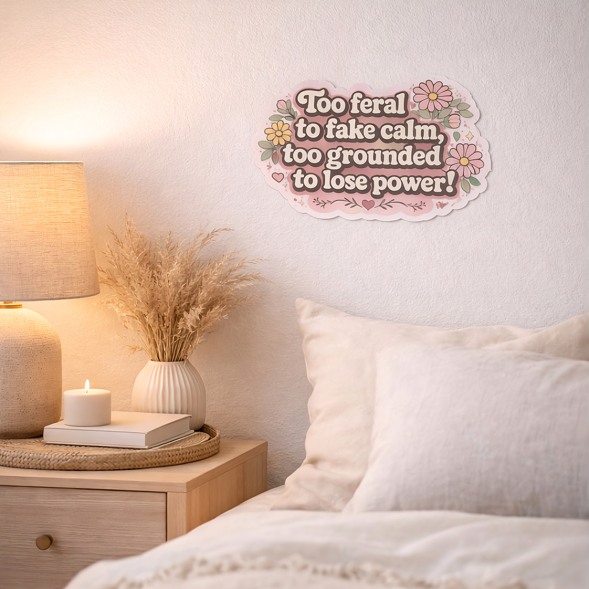 Sticker — "Too feral to fake calm, too grounded to lose power!" Floral Die-Cut Sticker product thumbnail image Sticker — "Too feral to fake calm, too grounded to lose power!" Floral Die-Cut Sticker product thumbnail image