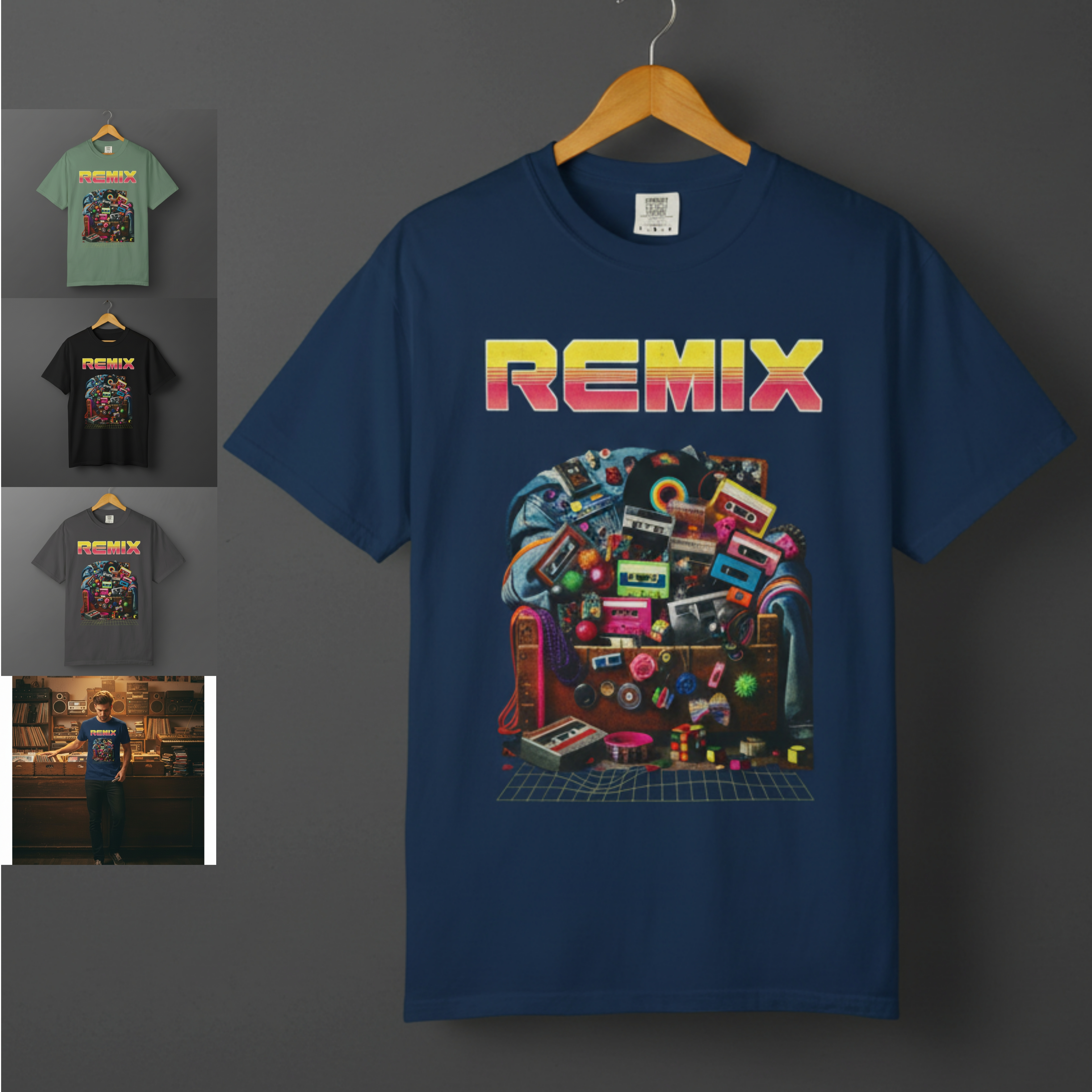Remix Retro Music Tee — Vintage DJ Cassette Graphic T-Shirt