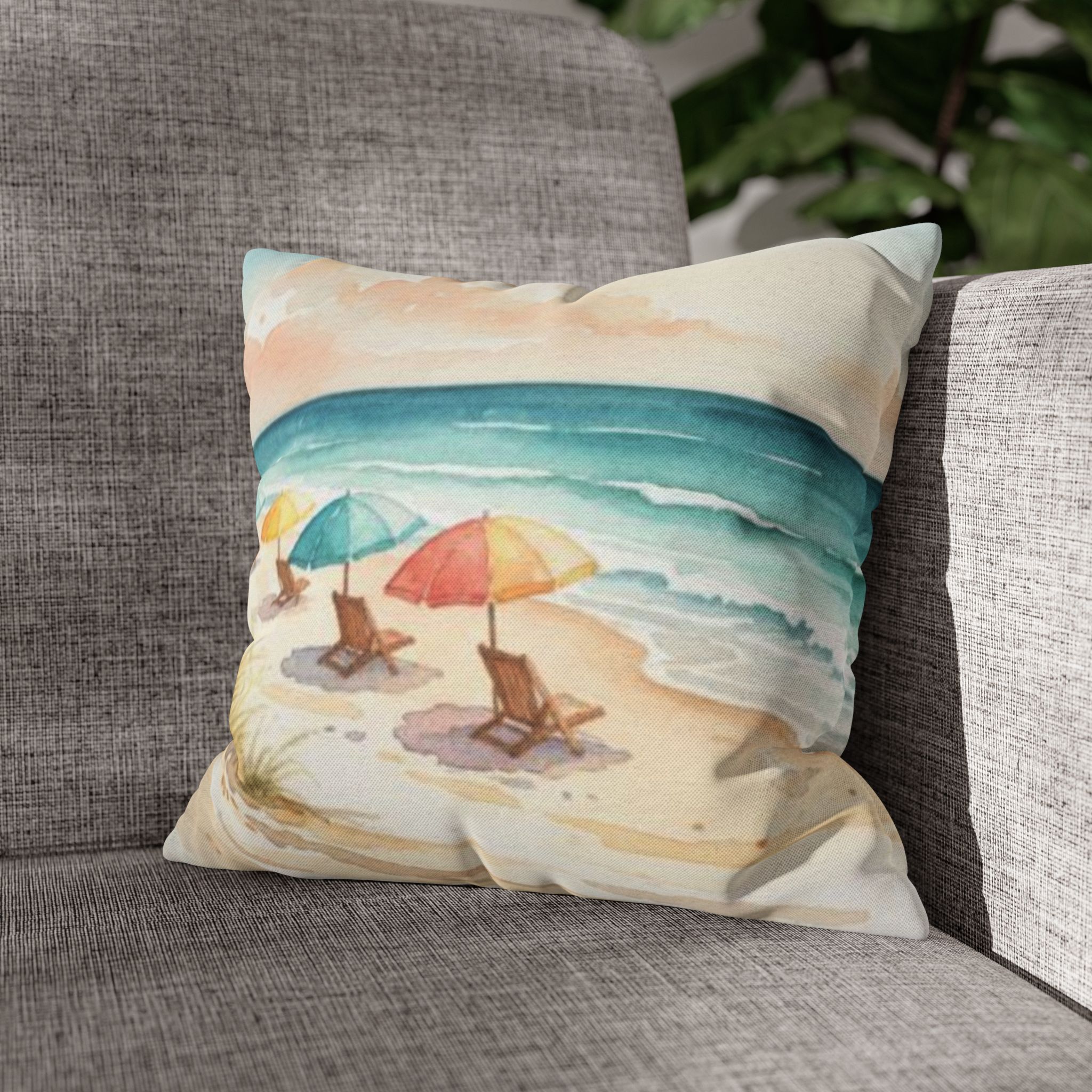 Watercolor Beach Day Accent Pillows, 4 sizes product thumbnail image