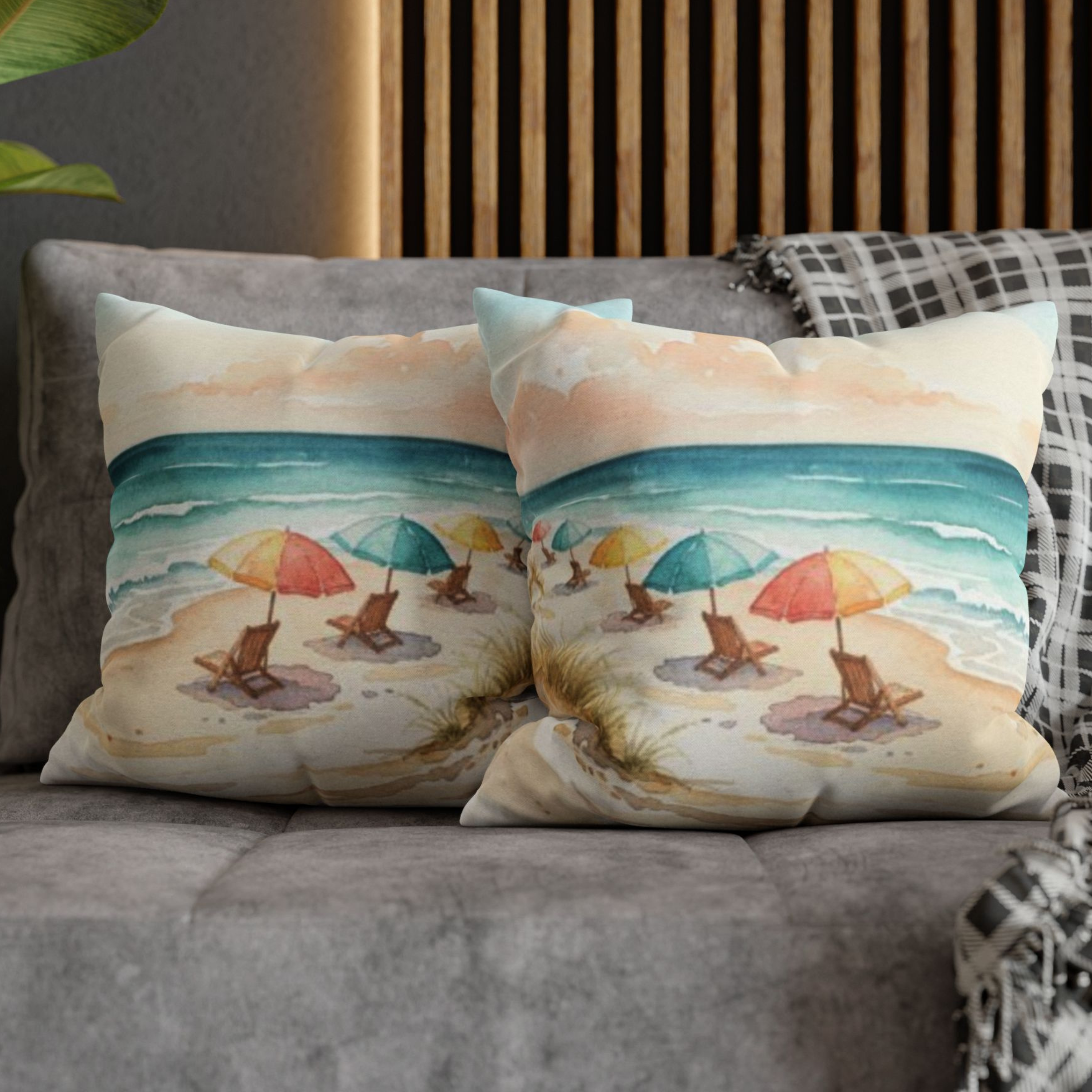 Watercolor Beach Day Accent Pillows, 4 sizes product thumbnail image
