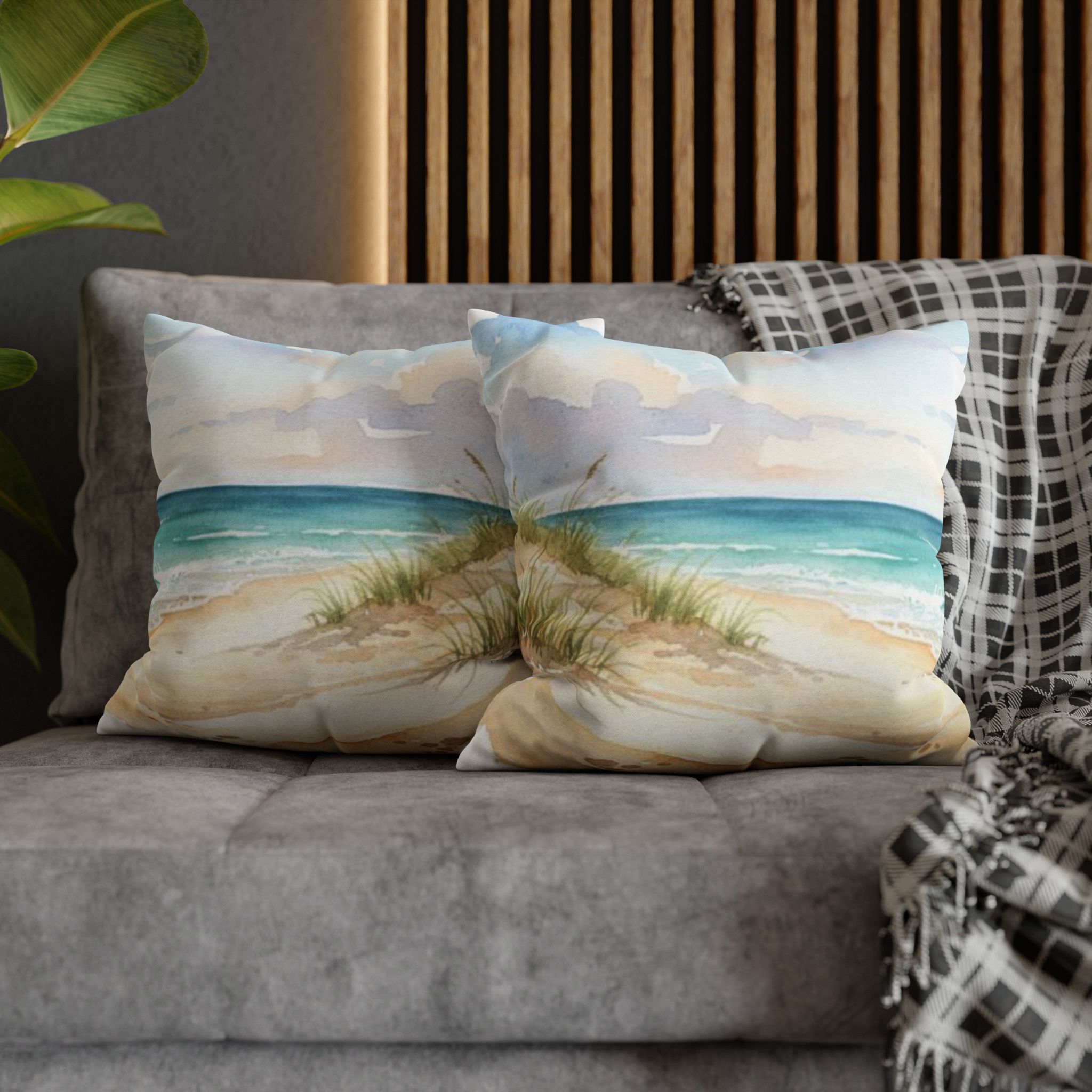 Watercolor Beach Day Accent Pillows, 4 sizes product thumbnail image Watercolor Beach Day Accent Pillows, 4 sizes product thumbnail image