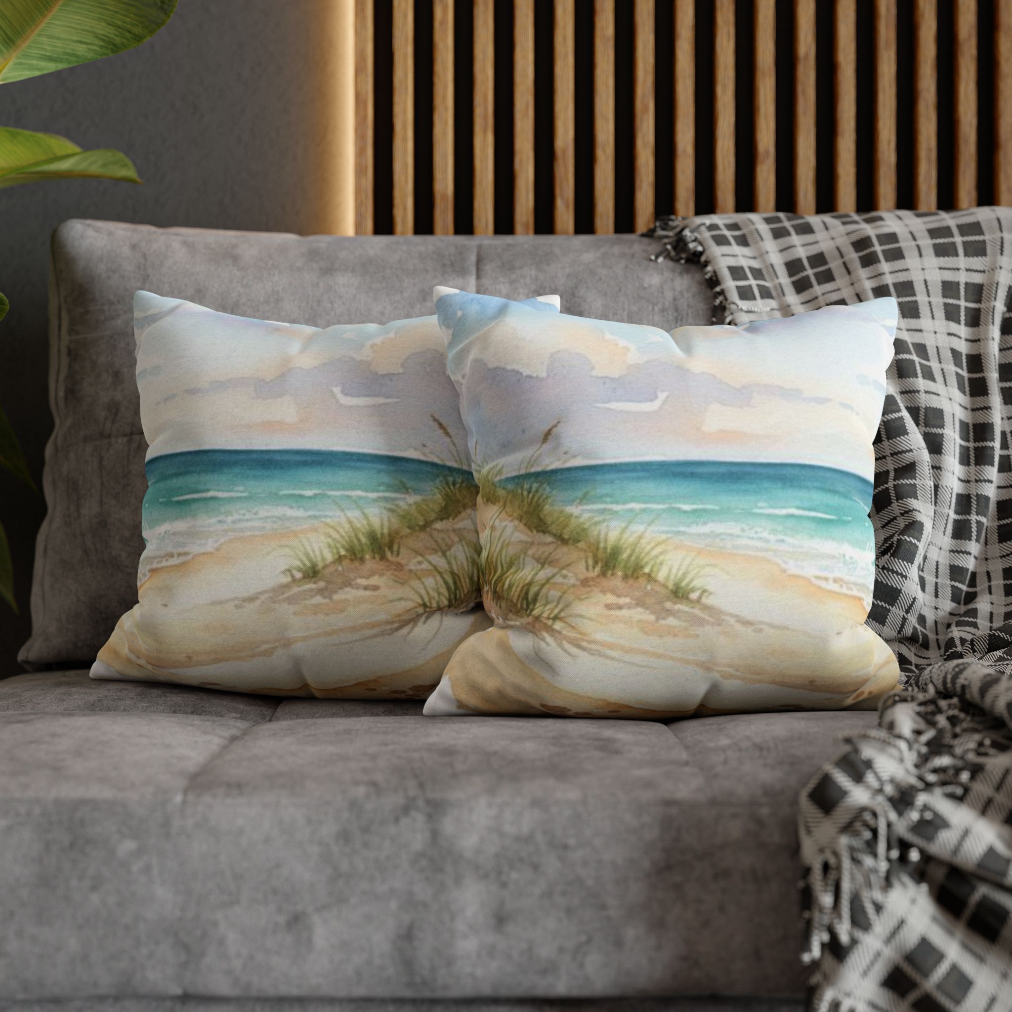 Watercolor Beach Day Accent Pillows, 4 sizes product thumbnail image Watercolor Beach Day Accent Pillows, 4 sizes product thumbnail image