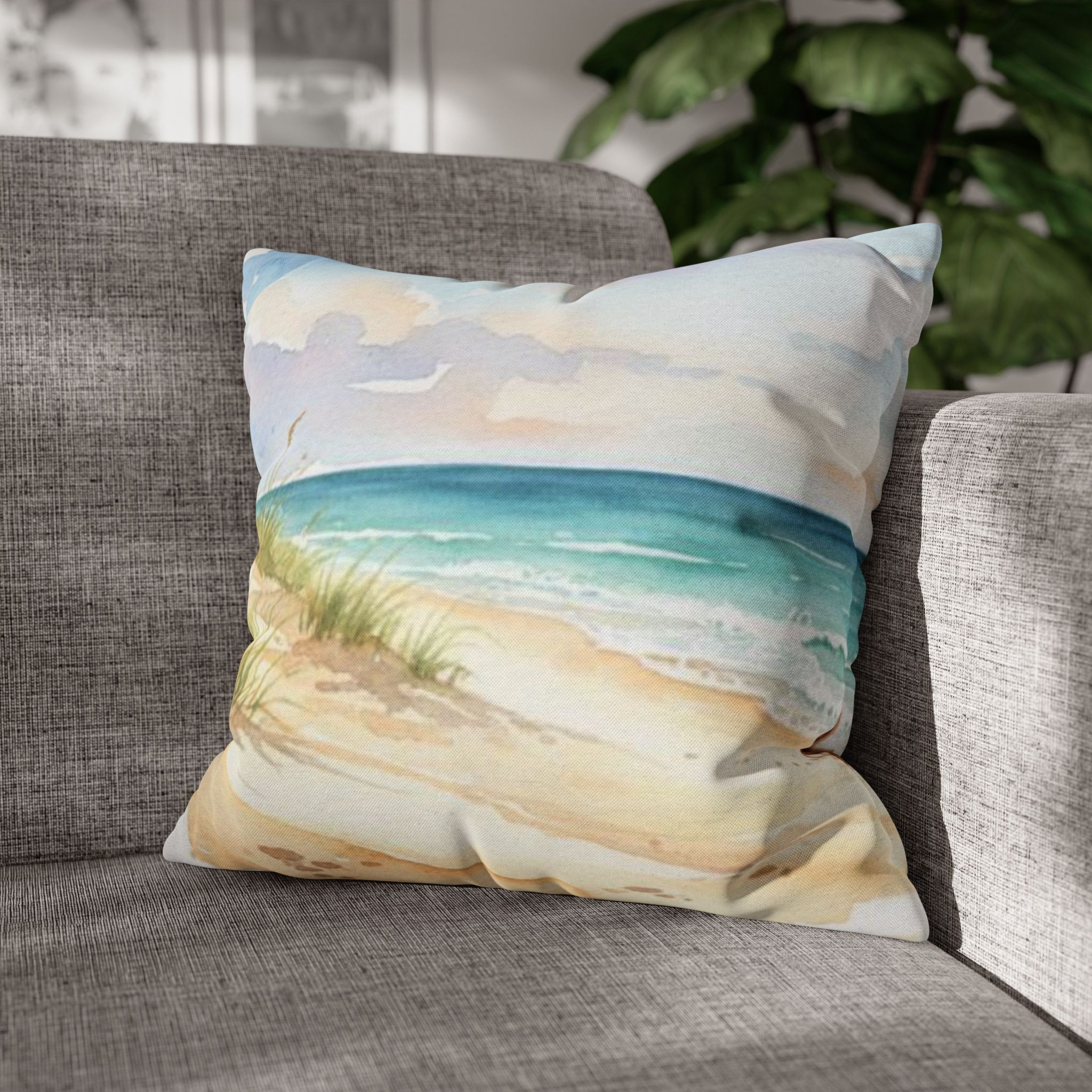 Watercolor Beach Day Accent Pillows, 4 sizes product thumbnail image