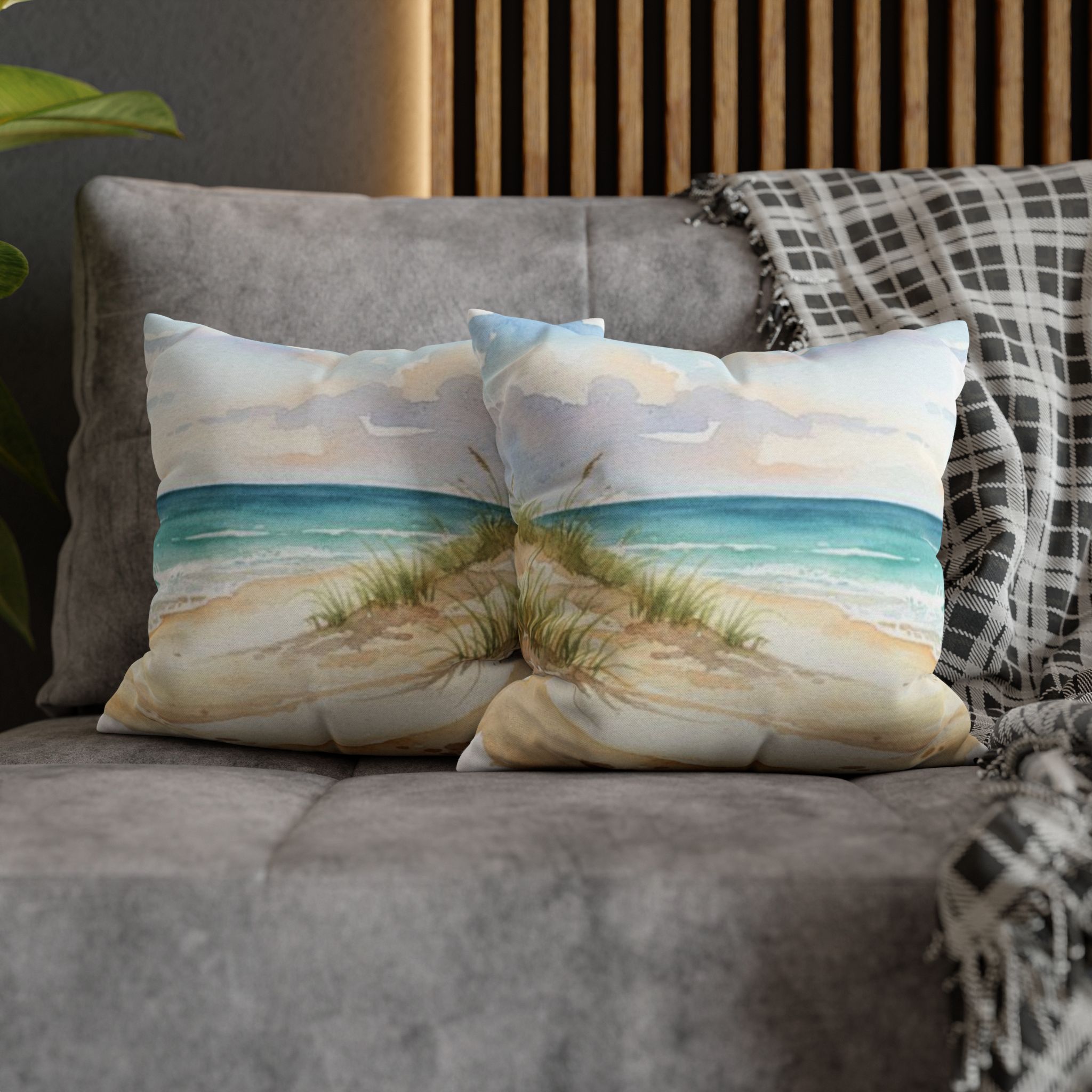 Watercolor Beach Day Accent Pillows, 4 sizes product thumbnail image