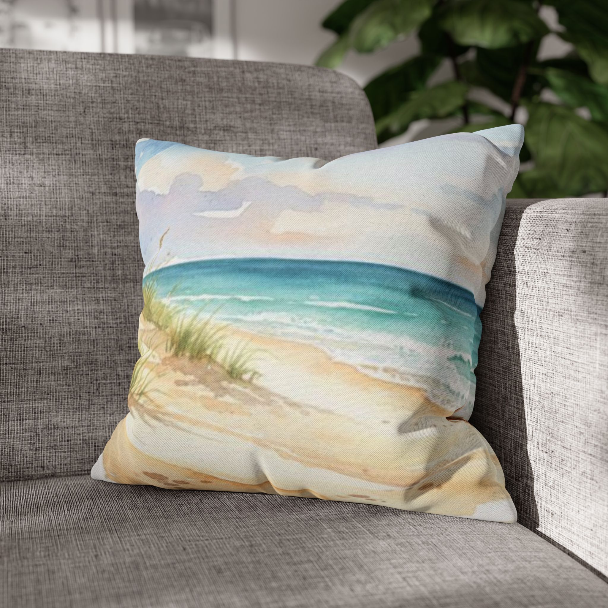 Watercolor Beach Day Accent Pillows, 4 sizes product thumbnail image