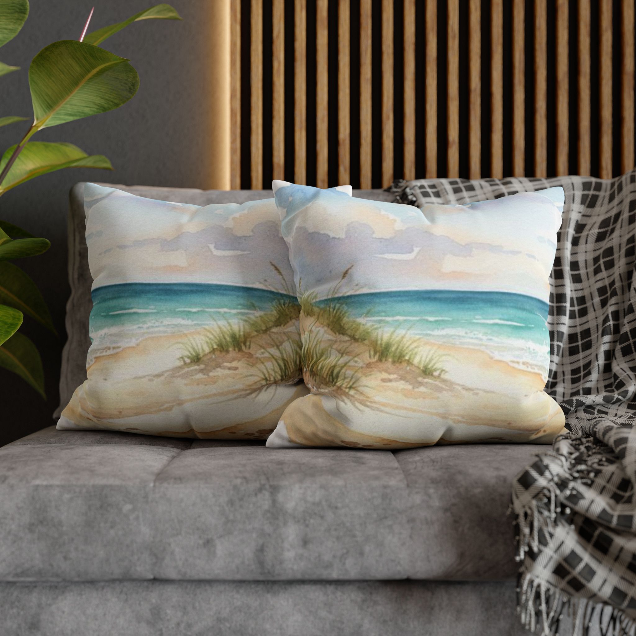 Watercolor Beach Day Accent Pillows, 4 sizes product thumbnail image