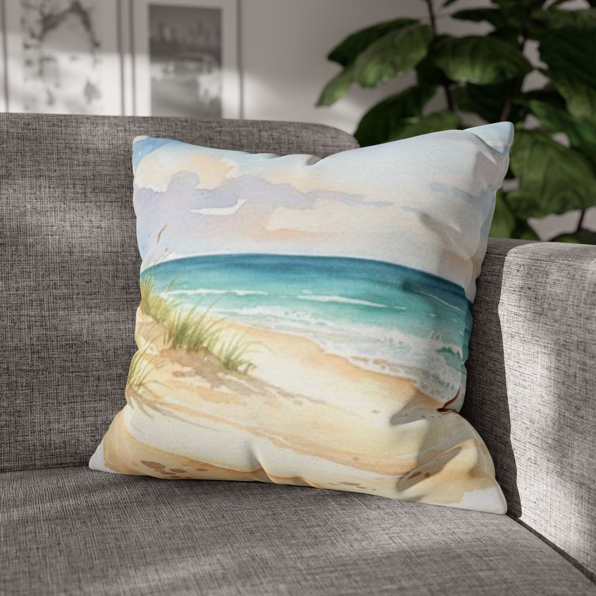 Watercolor Beach Day Accent Pillows, 4 sizes product thumbnail image