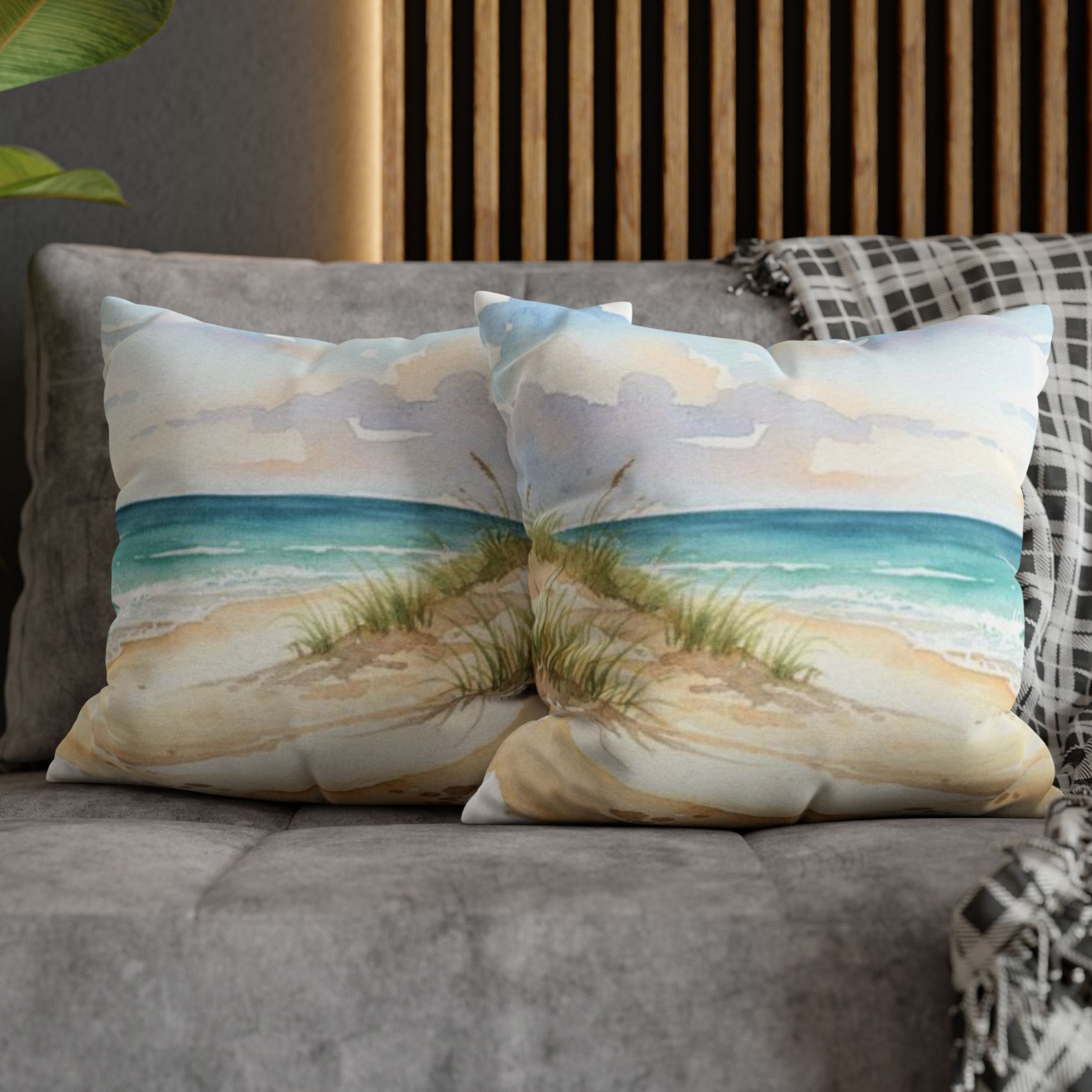 Watercolor Beach Day Accent Pillows, 4 sizes product thumbnail image Watercolor Beach Day Accent Pillows, 4 sizes product thumbnail image