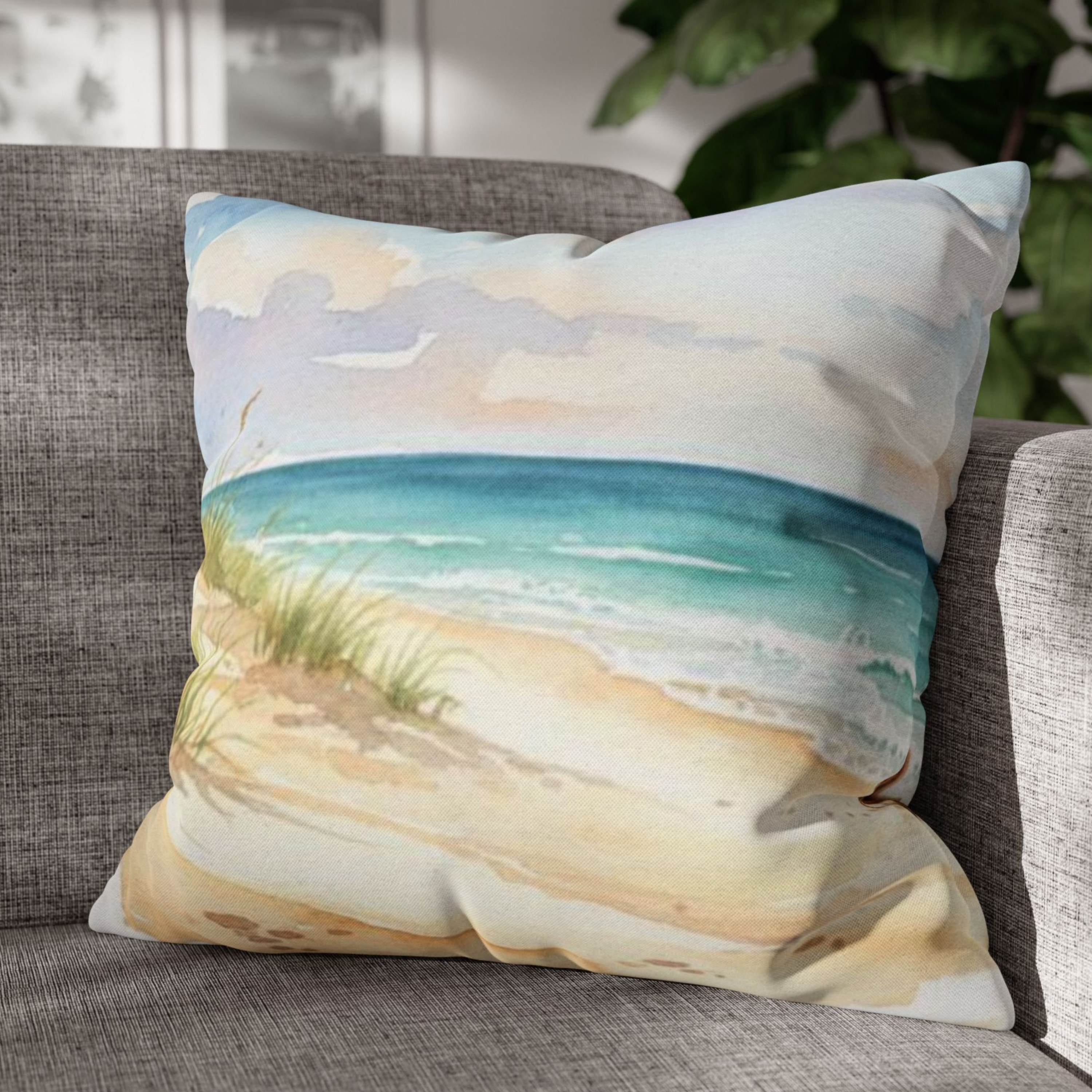 Watercolor Beach Day Accent Pillows, 4 sizes