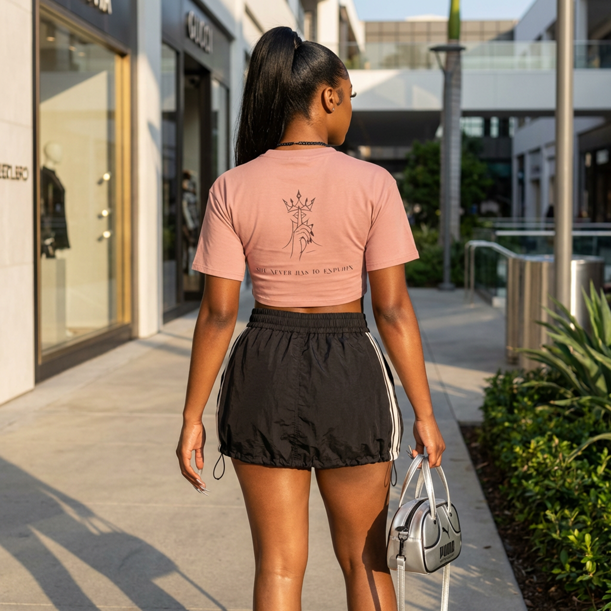 Crop Tee — "Quiet Authority" Minimalist Graphic Crop Top product thumbnail image