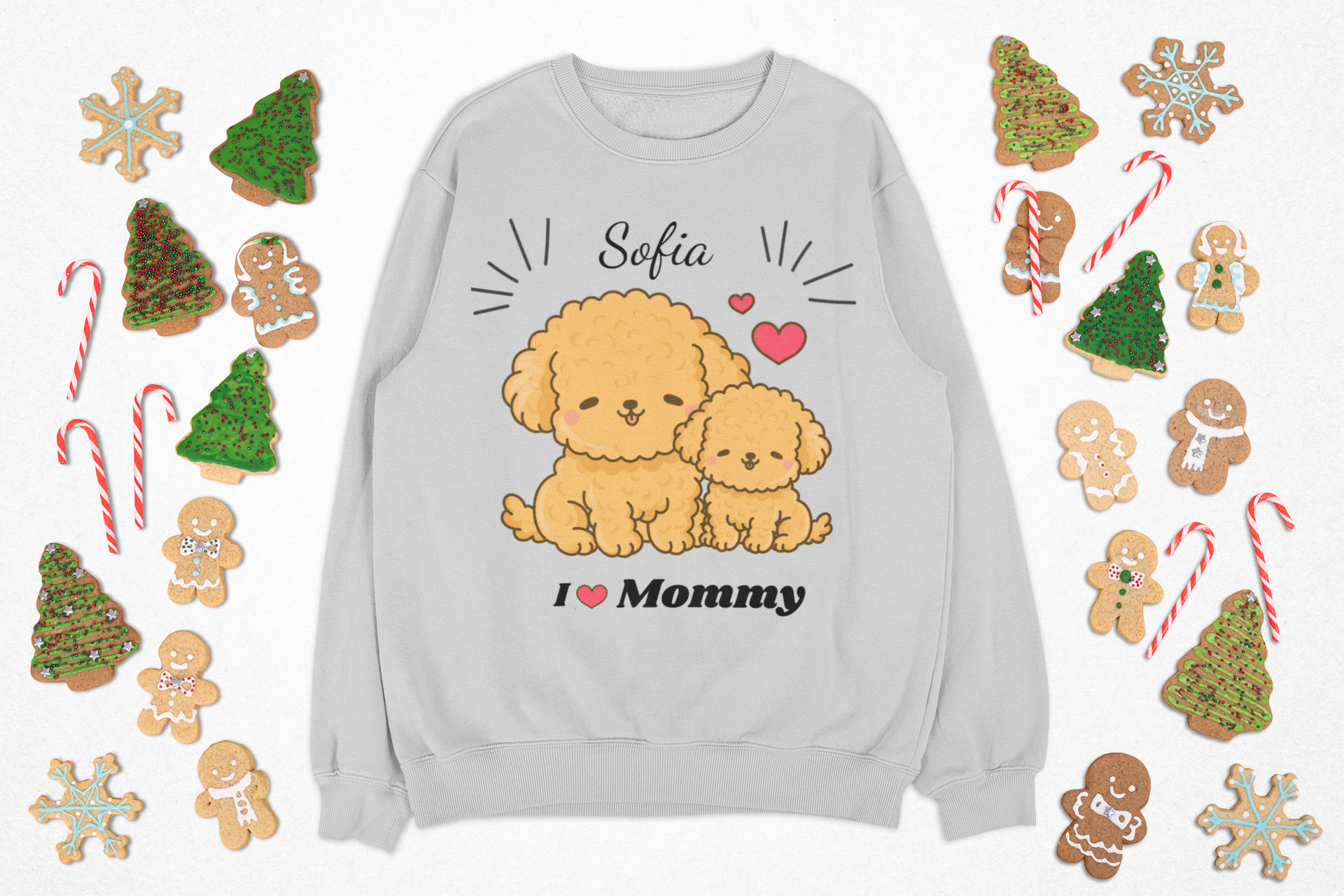 Personalized name Youth Sweatshirt – Cute Puppy “I love Mommy” Crewneck product thumbnail image