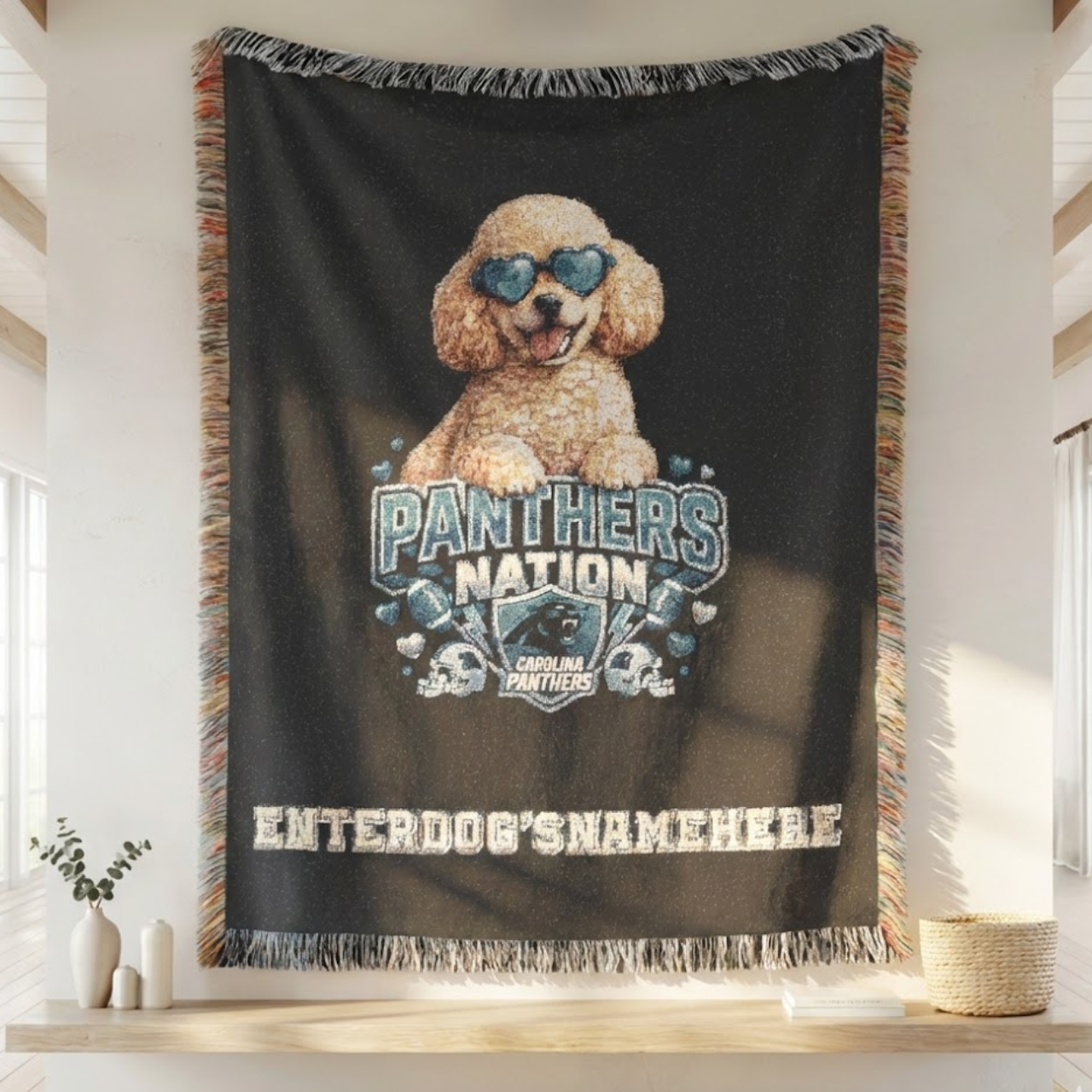 Personalized Carolina Panthers "Panthers Nation" Woven Blanket – Custom Dog Name Tapestry Throw | Premium Cotton Football Fan Gift product thumbnail image Personalized Carolina Panthers "Panthers Nation" Woven Blanket – Custom Dog Name Tapestry Throw | Premium Cotton Football Fan Gift product thumbnail image