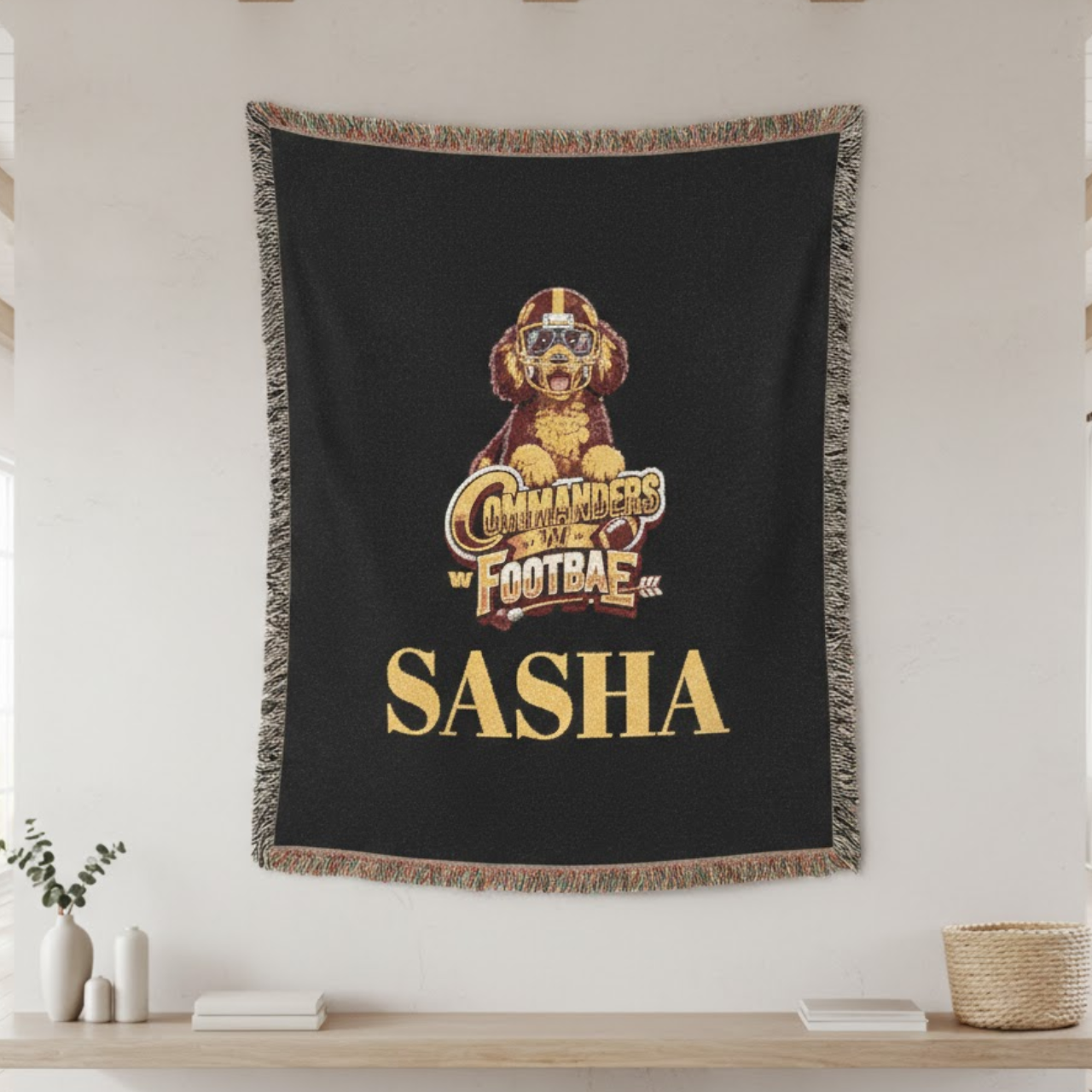 Personalized Washington Commanders Poodle Woven Throw Blanket - Custom Dog Mom Football Gift - Heirloom Quality Pet Keepsake product thumbnail image