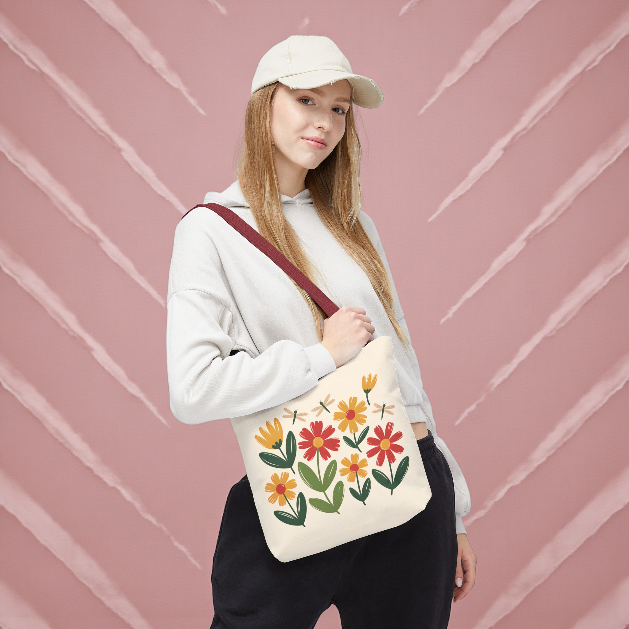 Floral Meadow Tote Bag – Cute Retro Wildflower Canvas Tote product thumbnail image