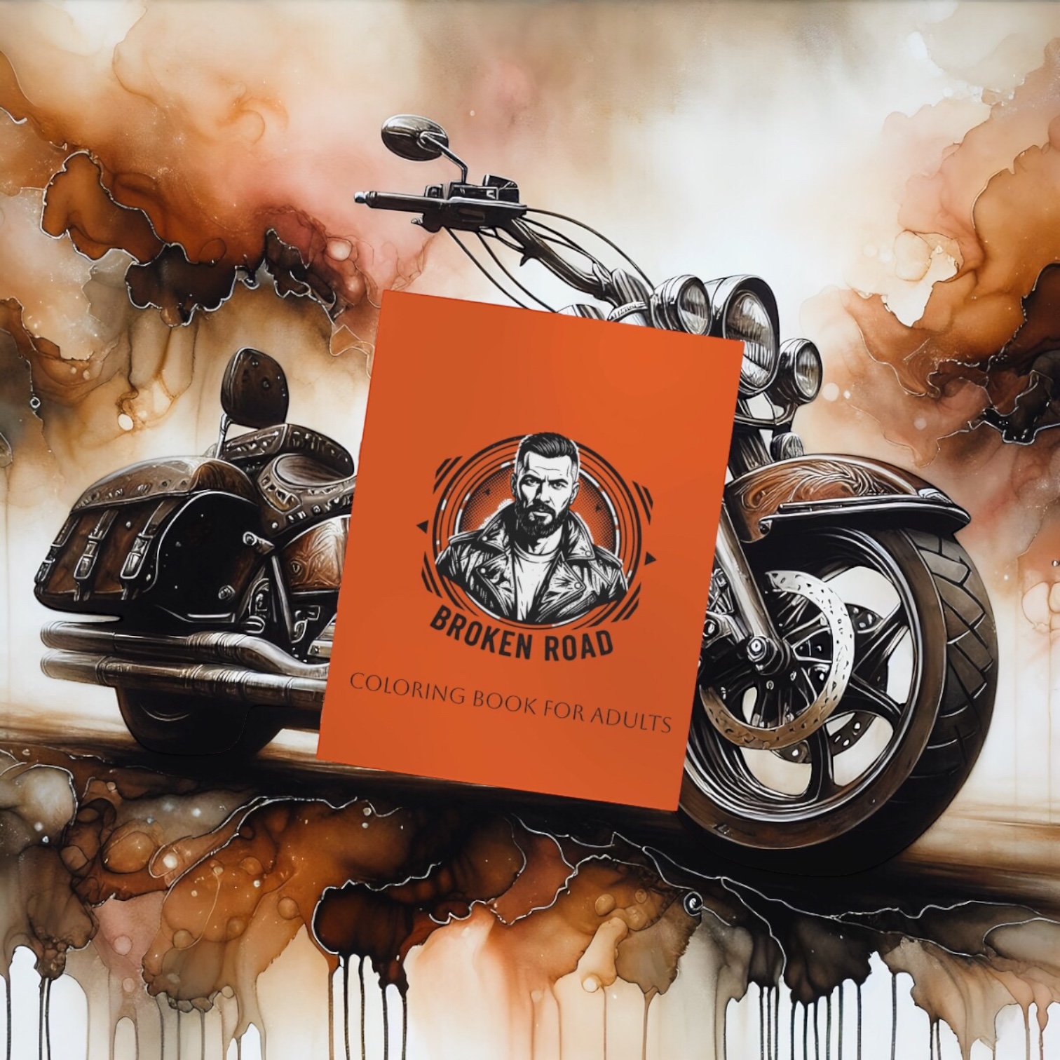 Coloring Book for Adults —Broken Road-Motorcycle-Inspired Relaxation Book product thumbnail image
