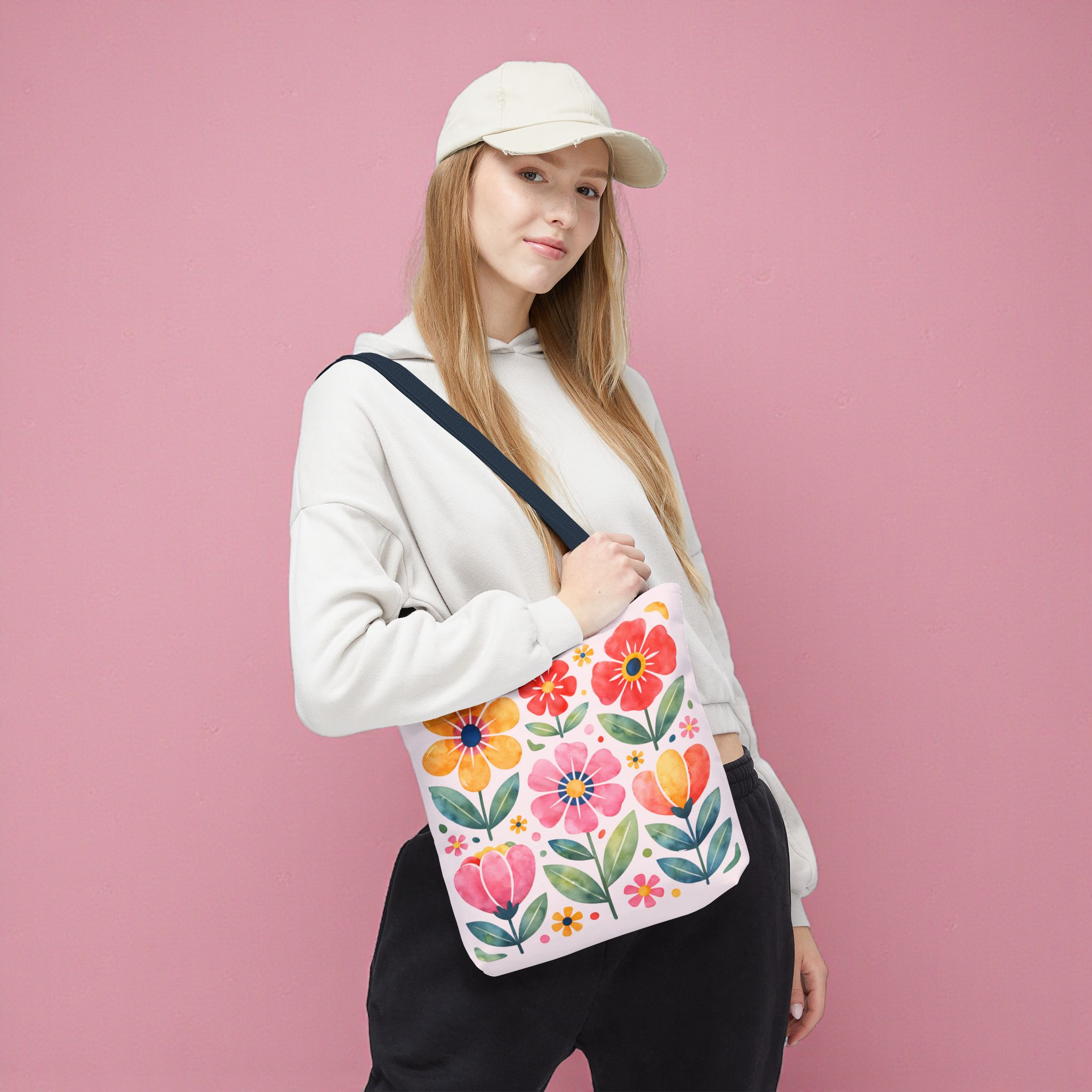 Floral Watercolor Tote Bag – Colorful Spring Blossom Pattern product thumbnail image