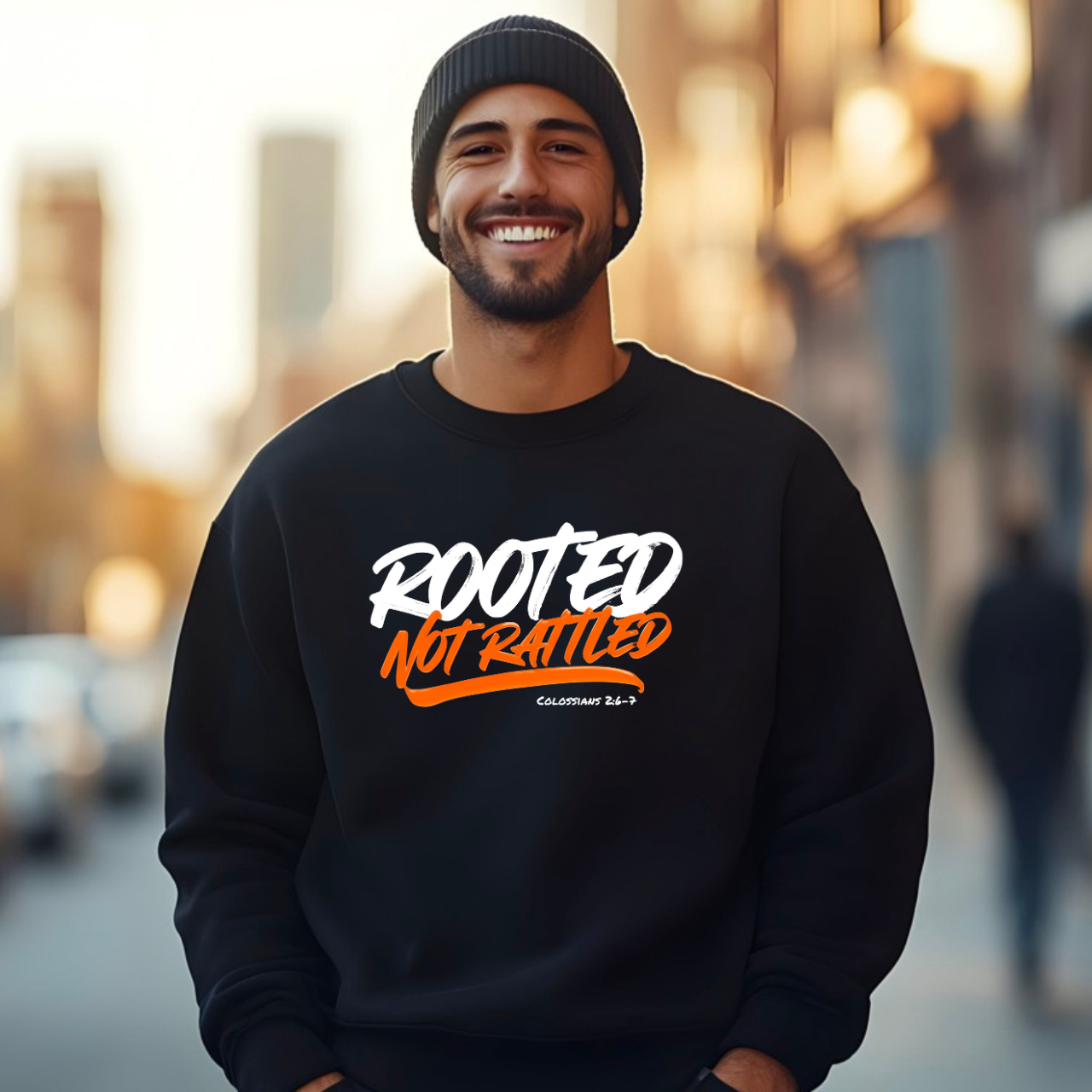 Rooted Not Rattled Gildan Christian Sweatshirt | Unisex Crewneck Pullover | Christian Gift product thumbnail image