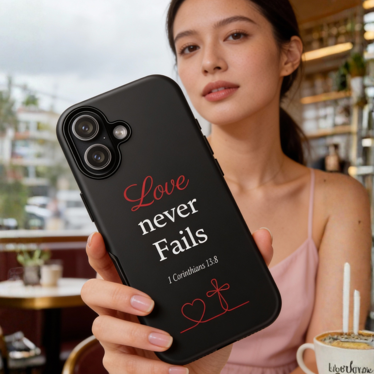 Tough Cases | Love Never Fails Christian Phone Case | 1 Corinthians 13:8 Faith Scripture Case for iPhone, Samsung &amp; Pixel product thumbnail image