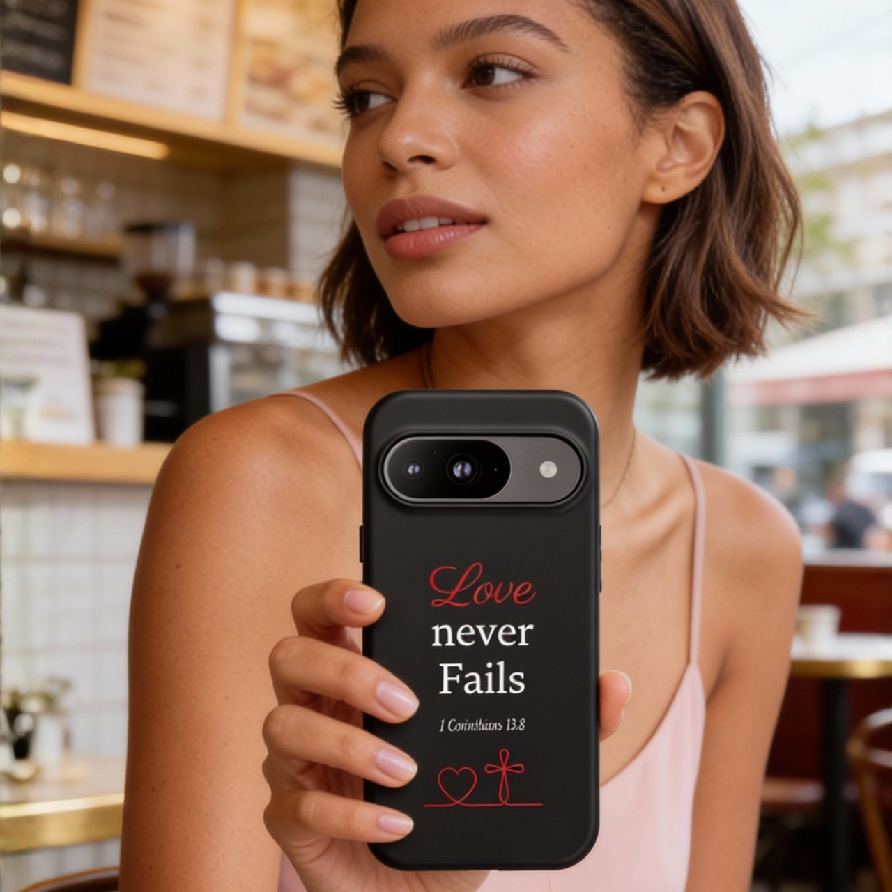 Tough Cases | Love Never Fails Christian Phone Case | 1 Corinthians 13:8 Faith Scripture Case for iPhone, Samsung &amp; Pixel product thumbnail image